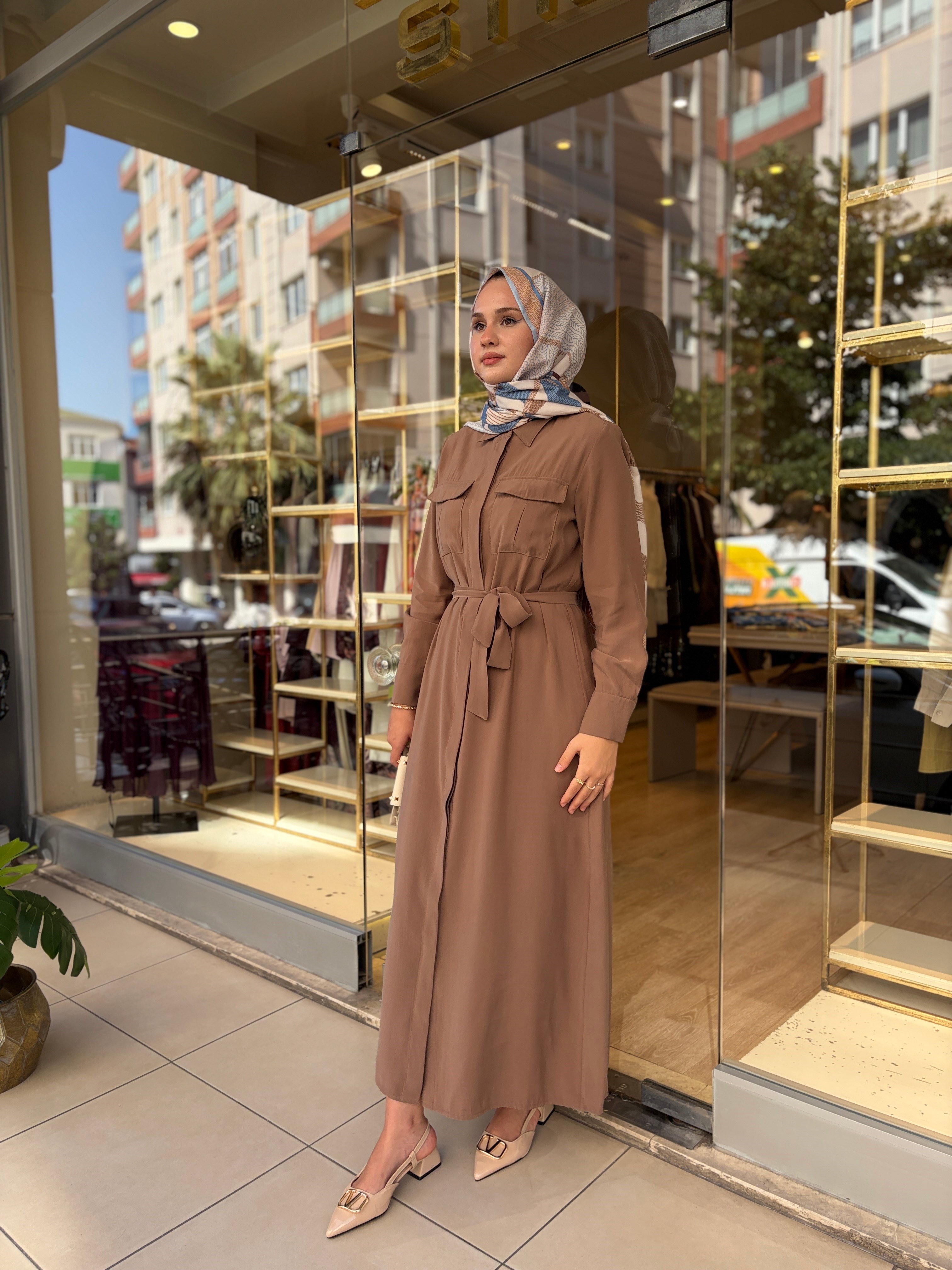 ŞURA CEPLİ ELBİSE VİZON