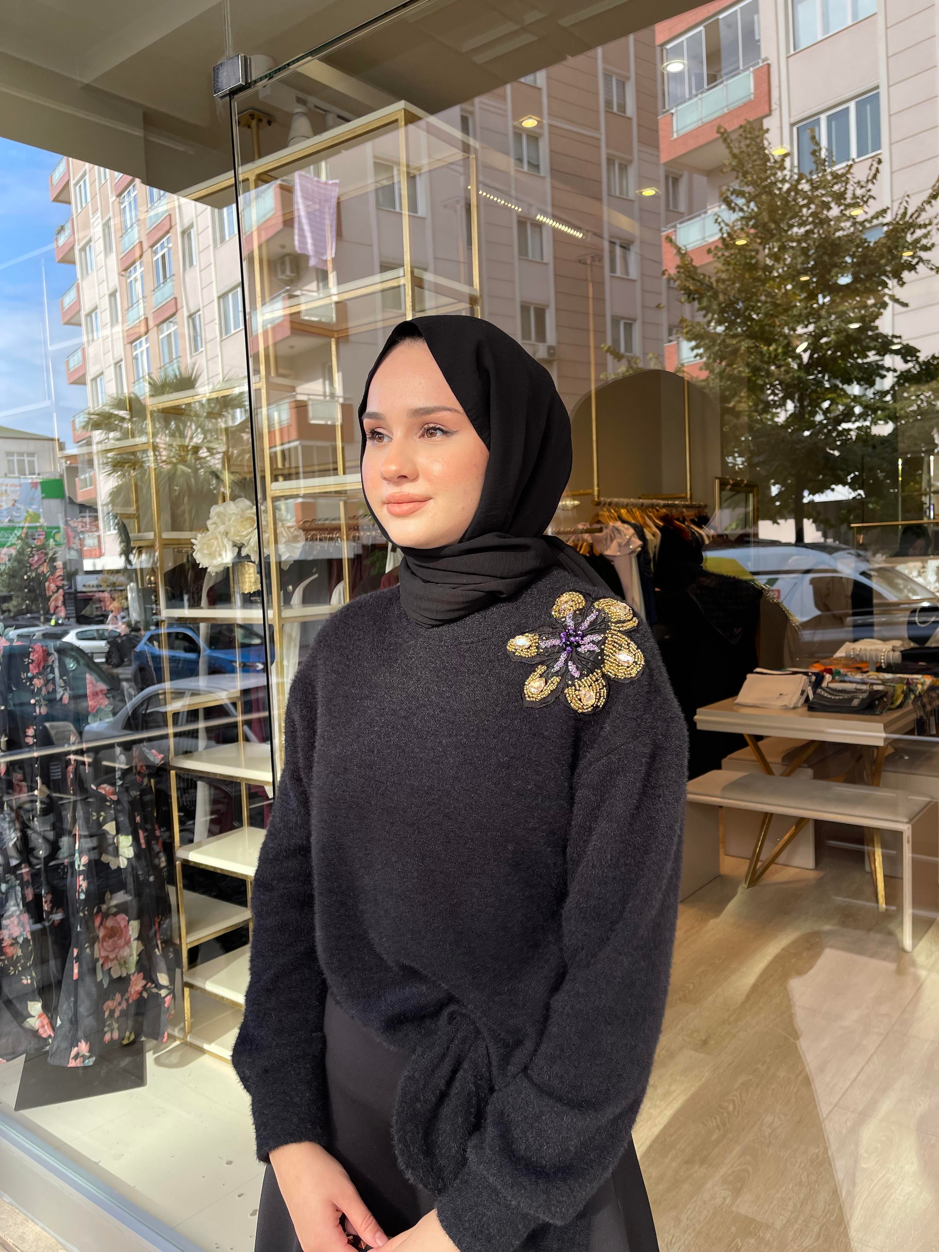 VİOLETTE ANGORA BLUZ SİYAH