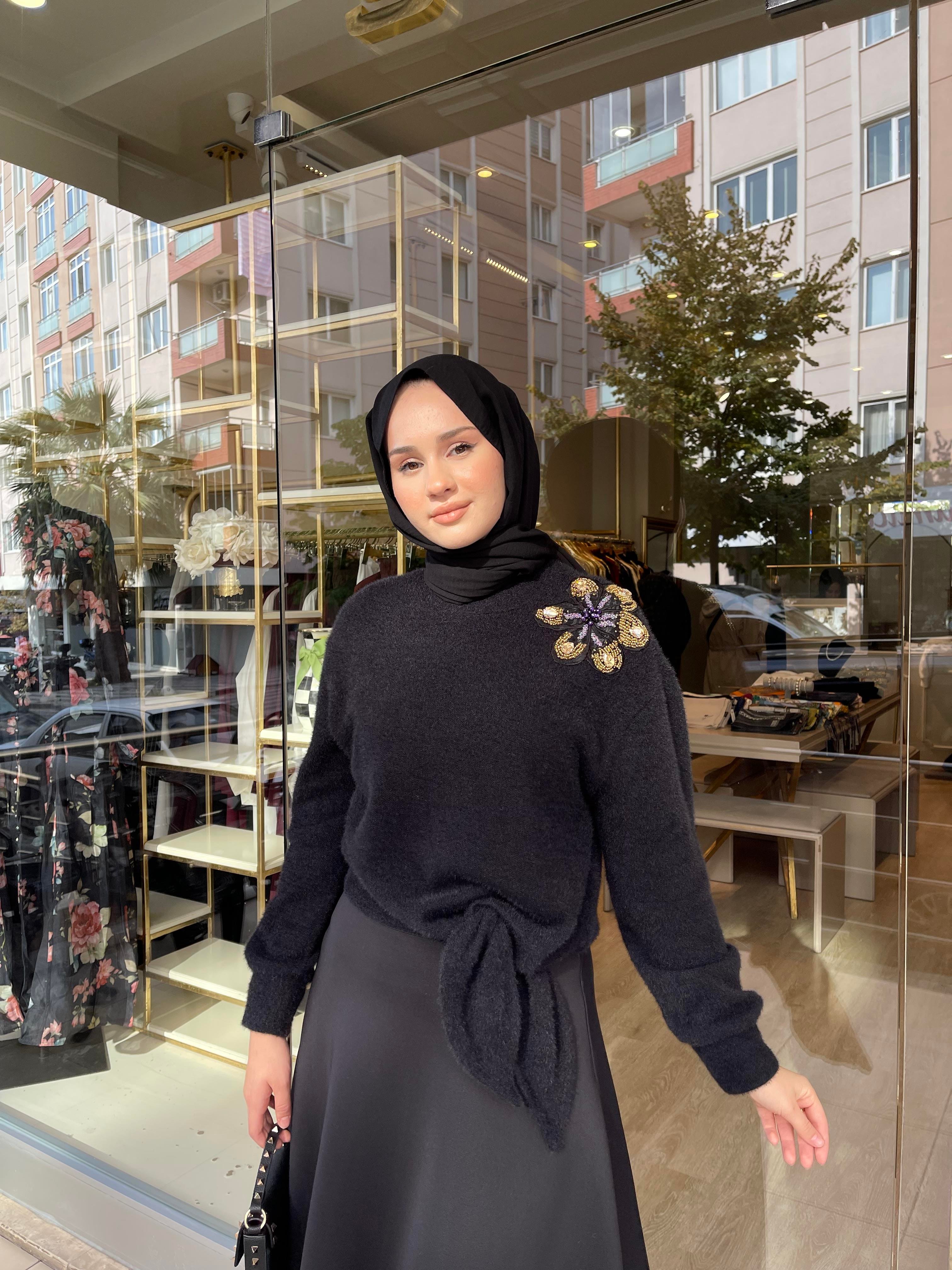 VİOLETTE ANGORA BLUZ SİYAH