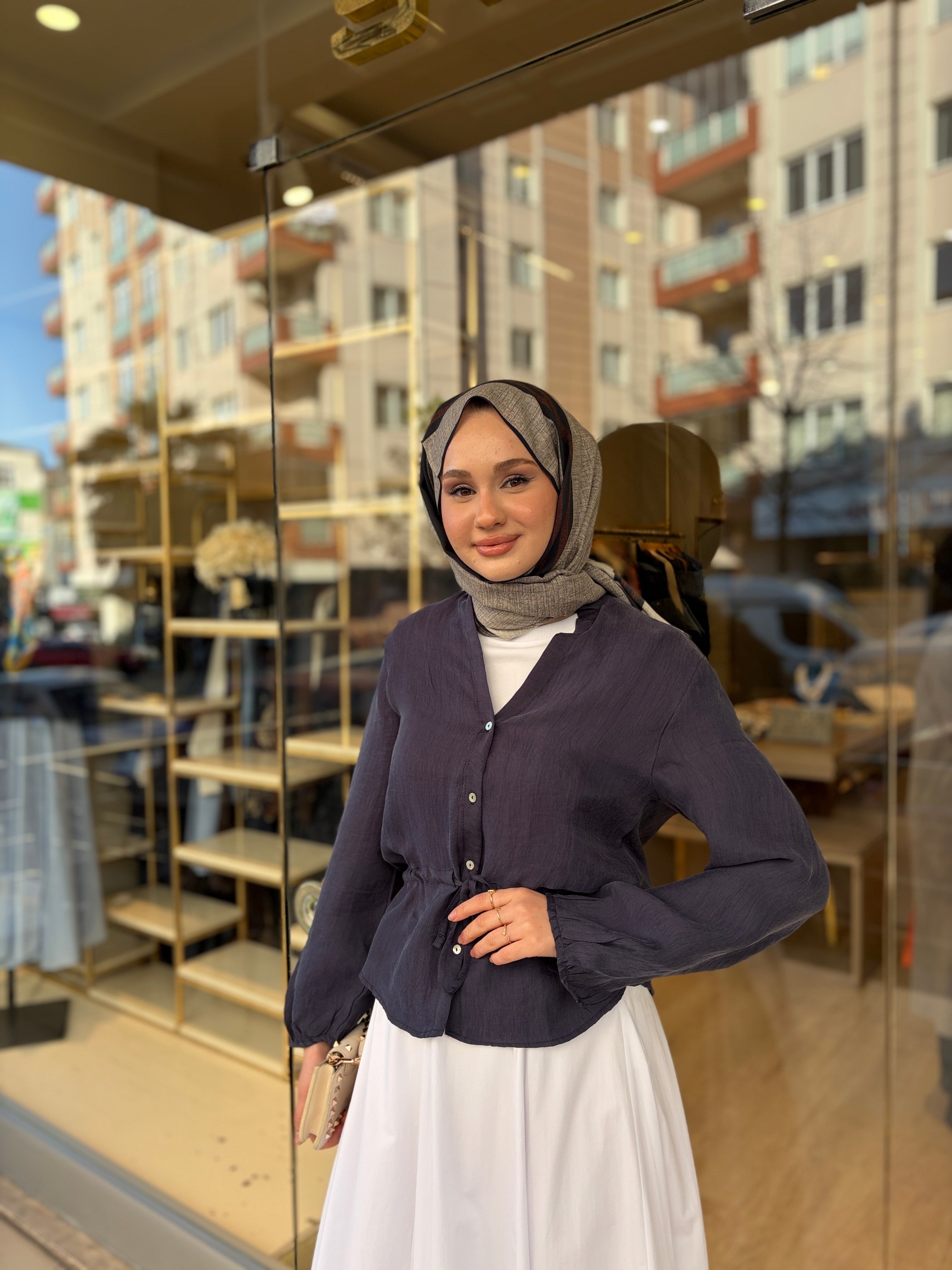 VUAL BELİ TÜNELLİ GÖMLEK LACİVERT
