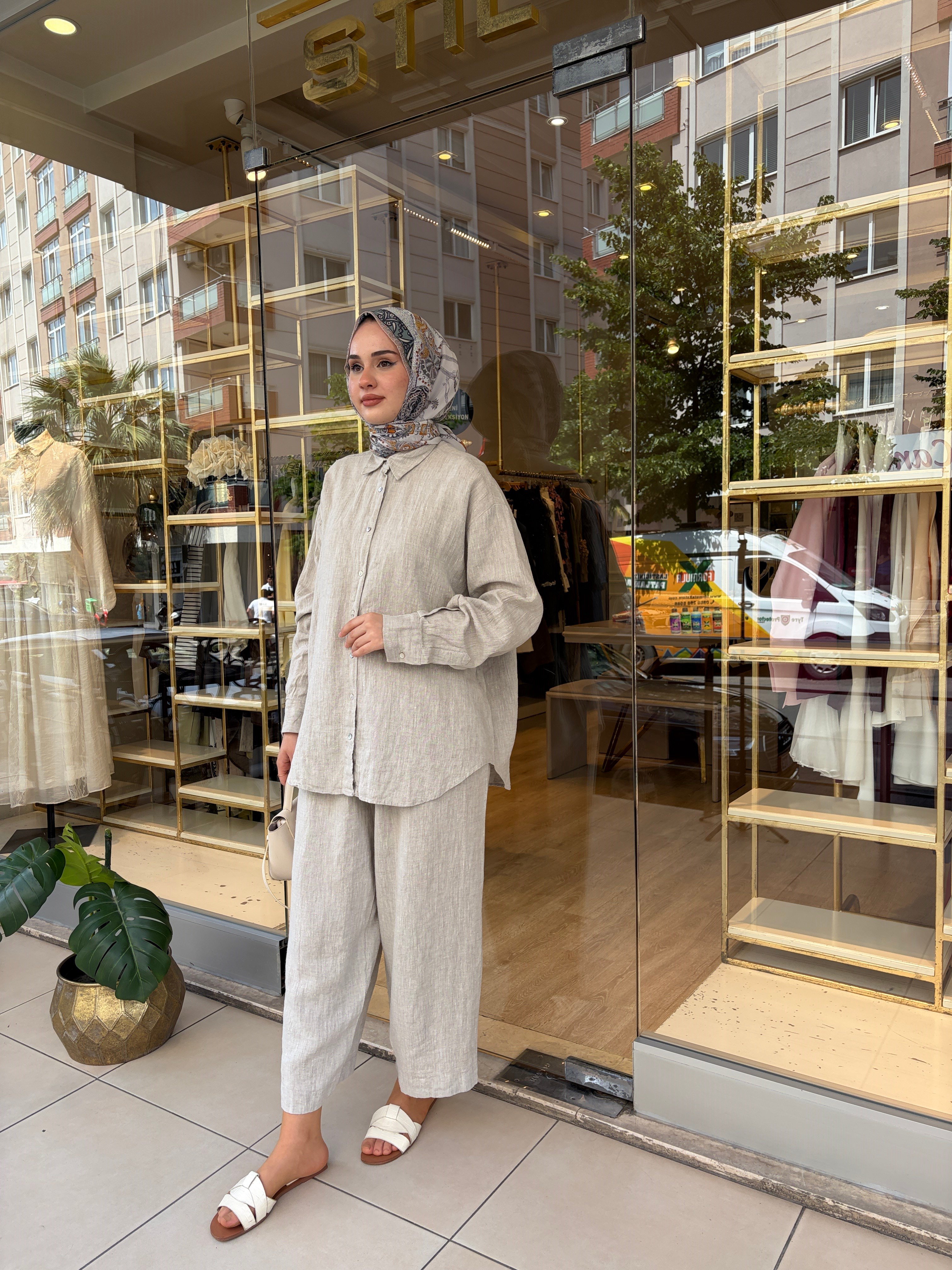 YASEMİN ŞALVAR PANTOLON NATURAL