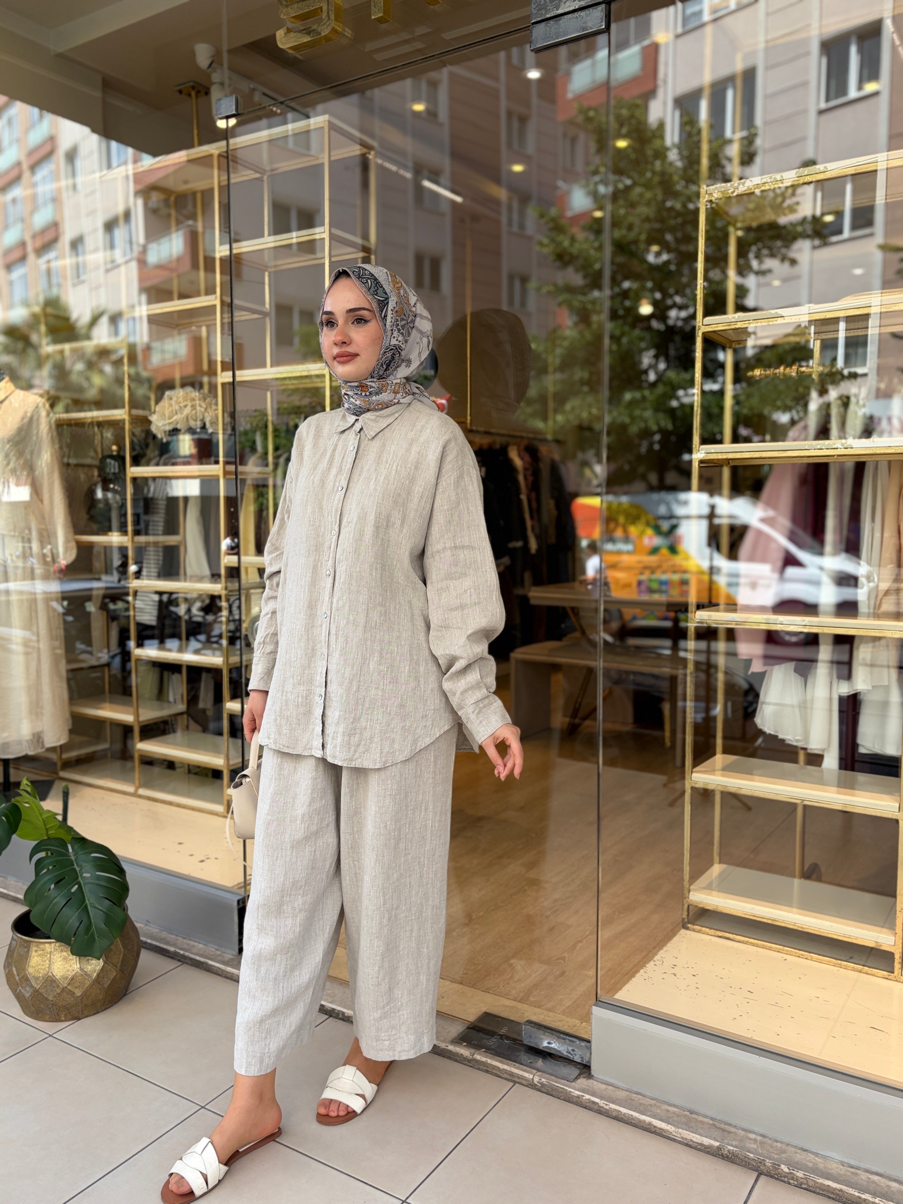 YASEMİN ŞALVAR PANTOLON NATURAL