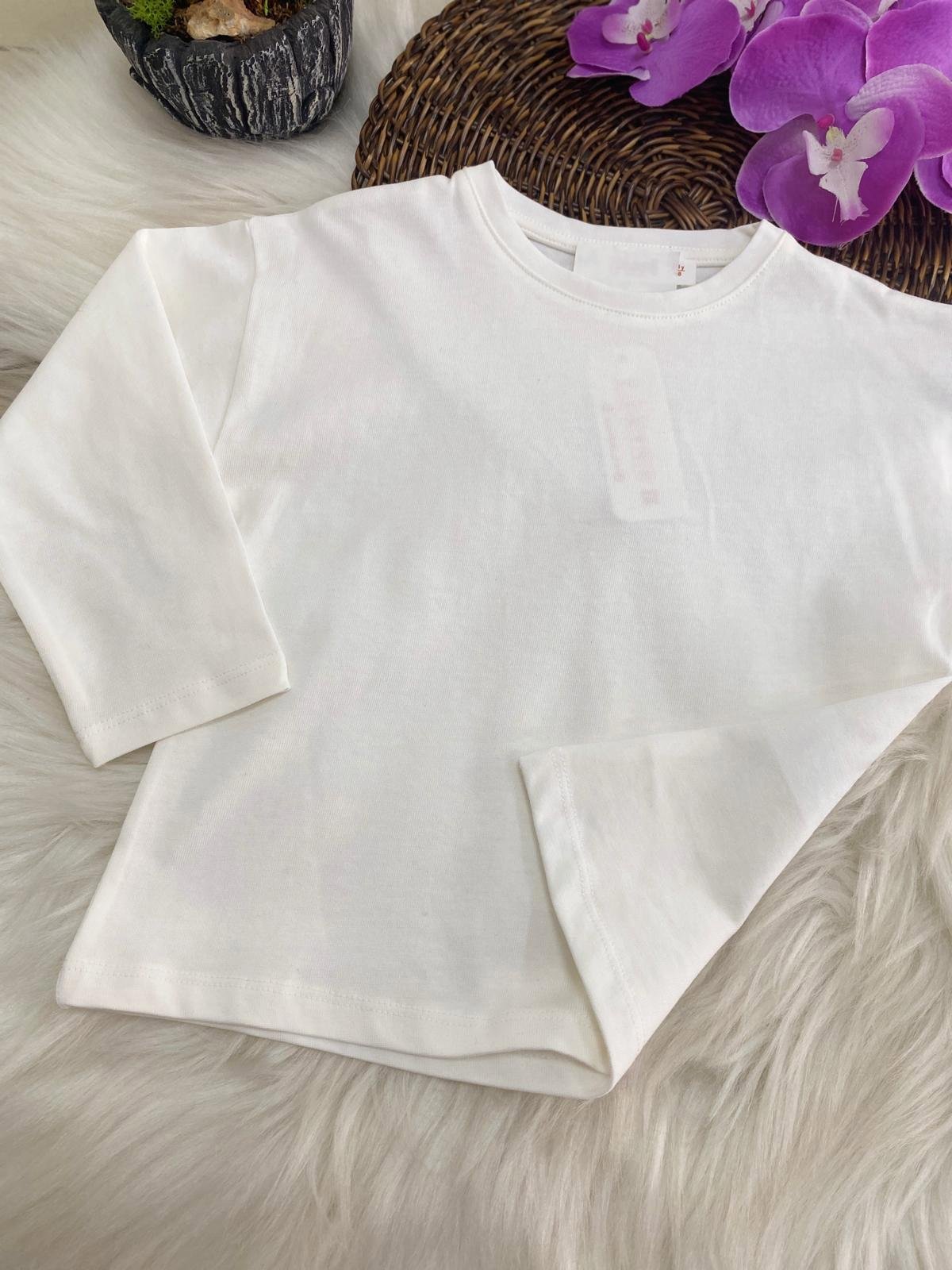 Basic Pamuklu Uzun Kol Tshirt Beyaz (2-7Yaş)