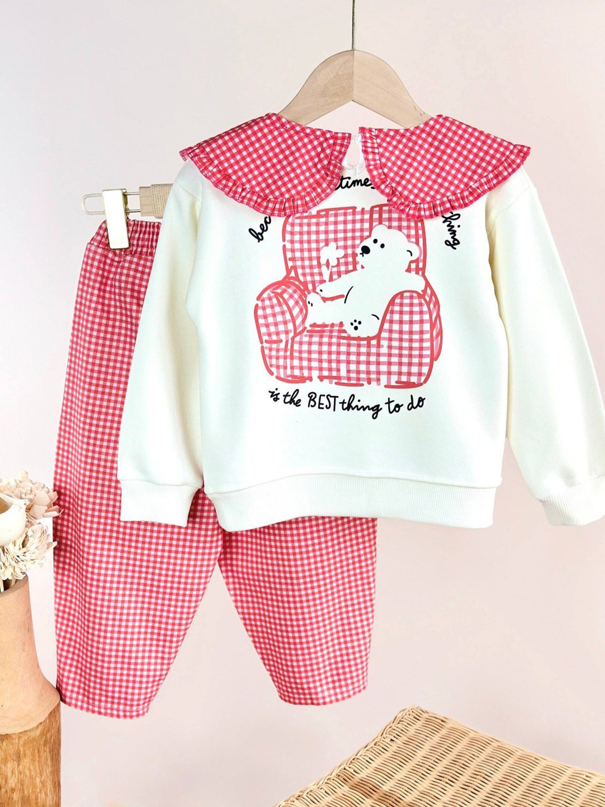Bebe Yaka Gabardin Pantolonlu İkili Takım (2-8 yaş)