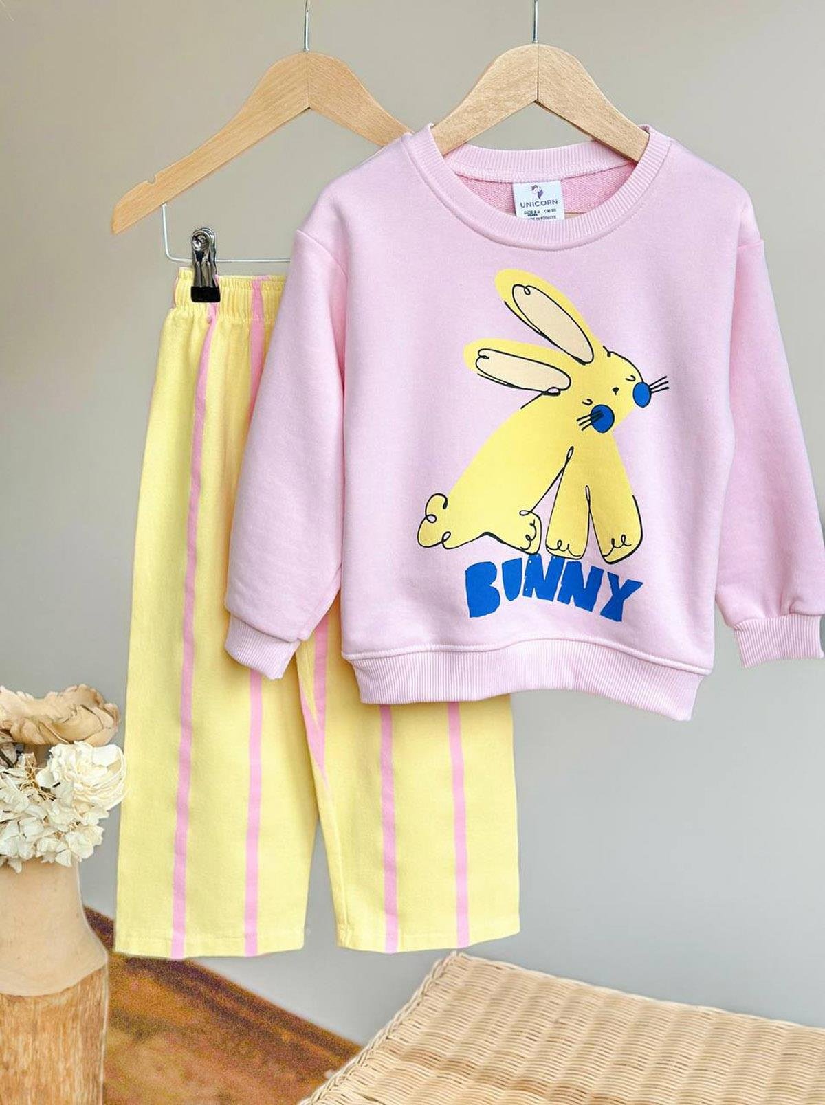 Bunny Çizgili 3 İplik İkili Takım (2-8Yaş)