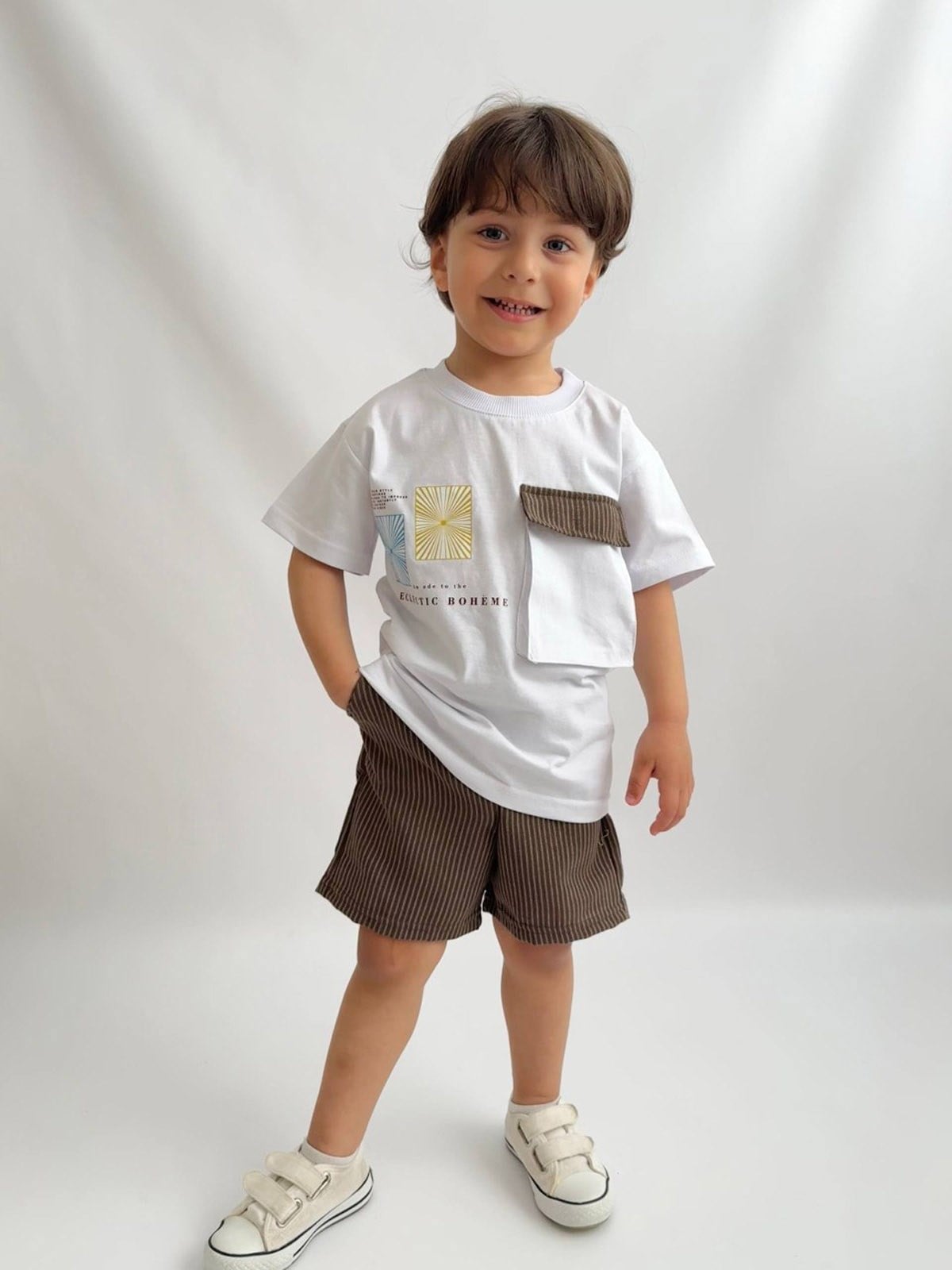 Cepli Tshirt Keten Şort İkili Takım 2 (3-10 Yaş)