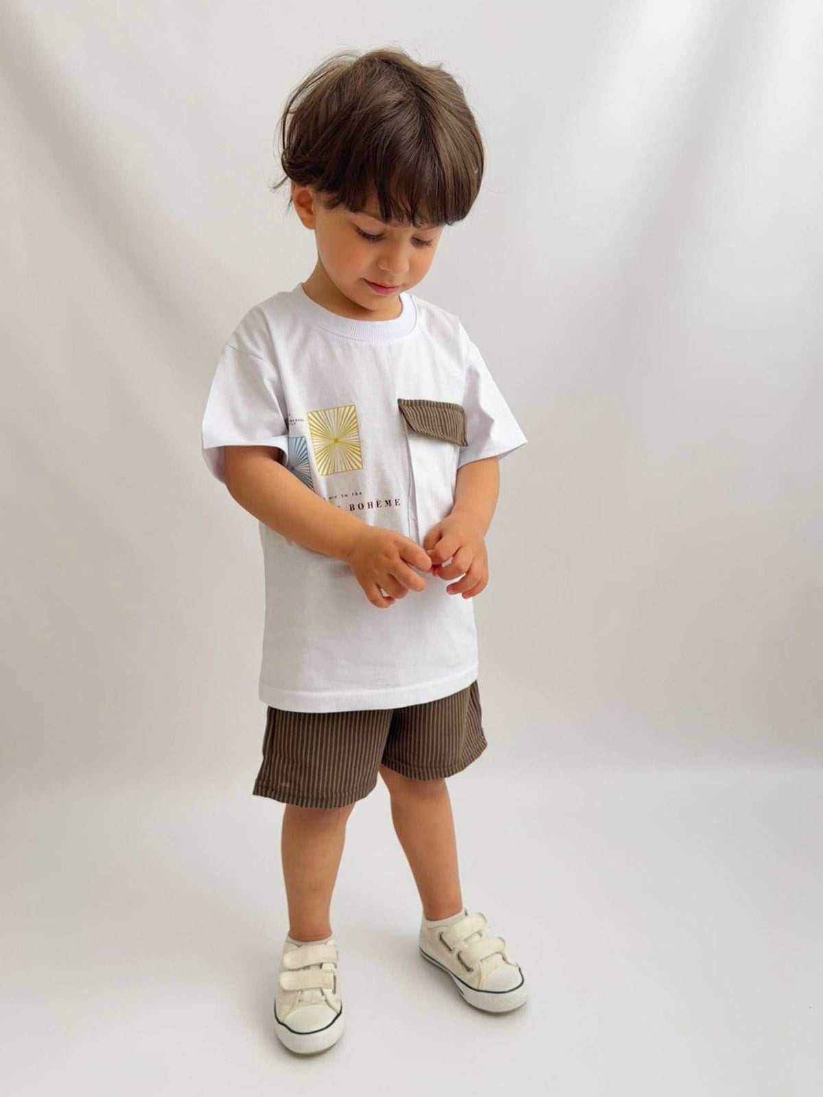 Cepli Tshirt Keten Şort İkili Takım 2 (3-10 Yaş)