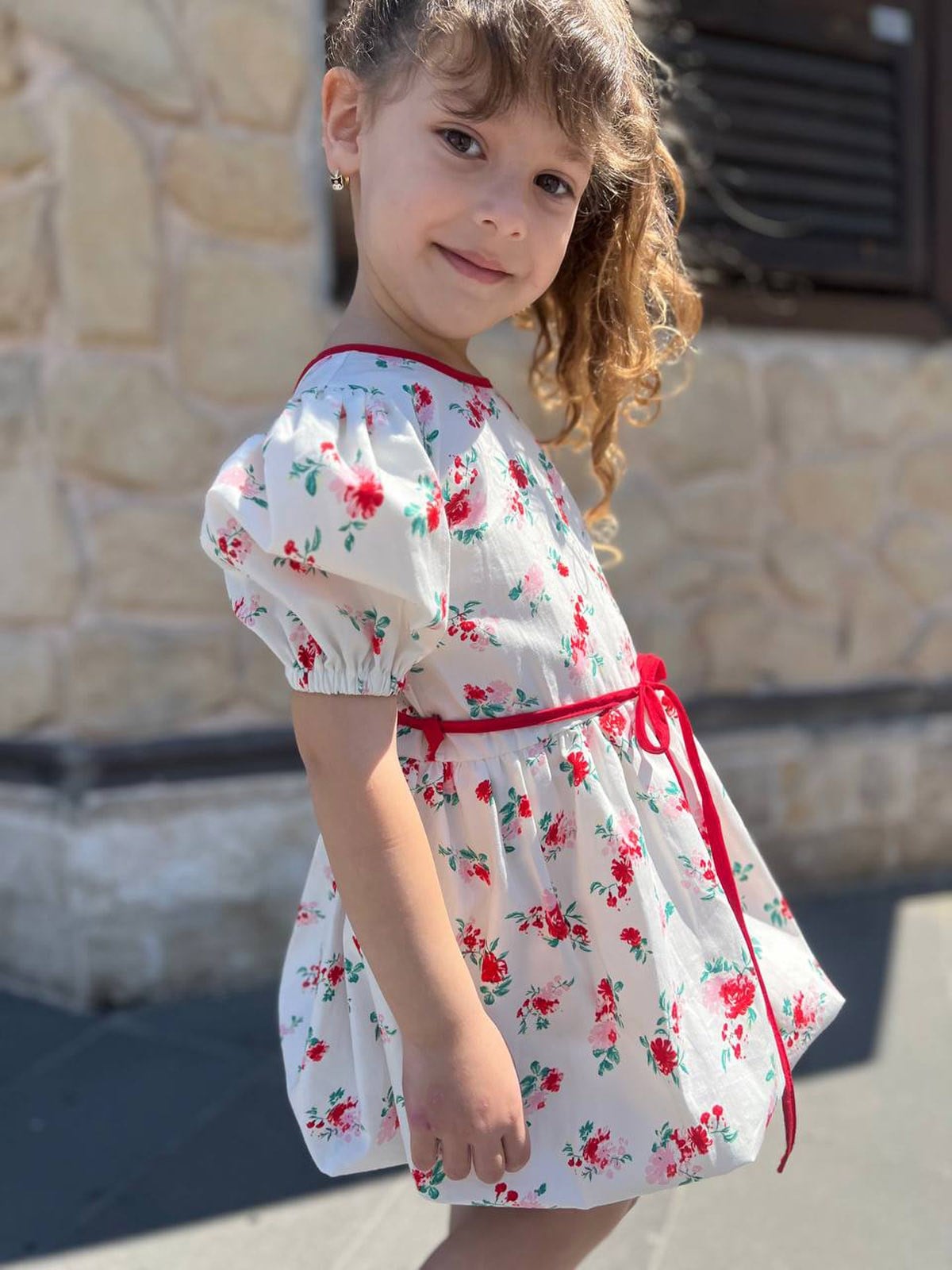 Çiçek Desenli Pamuklu Poplin Elbise (2-8 Yaş)