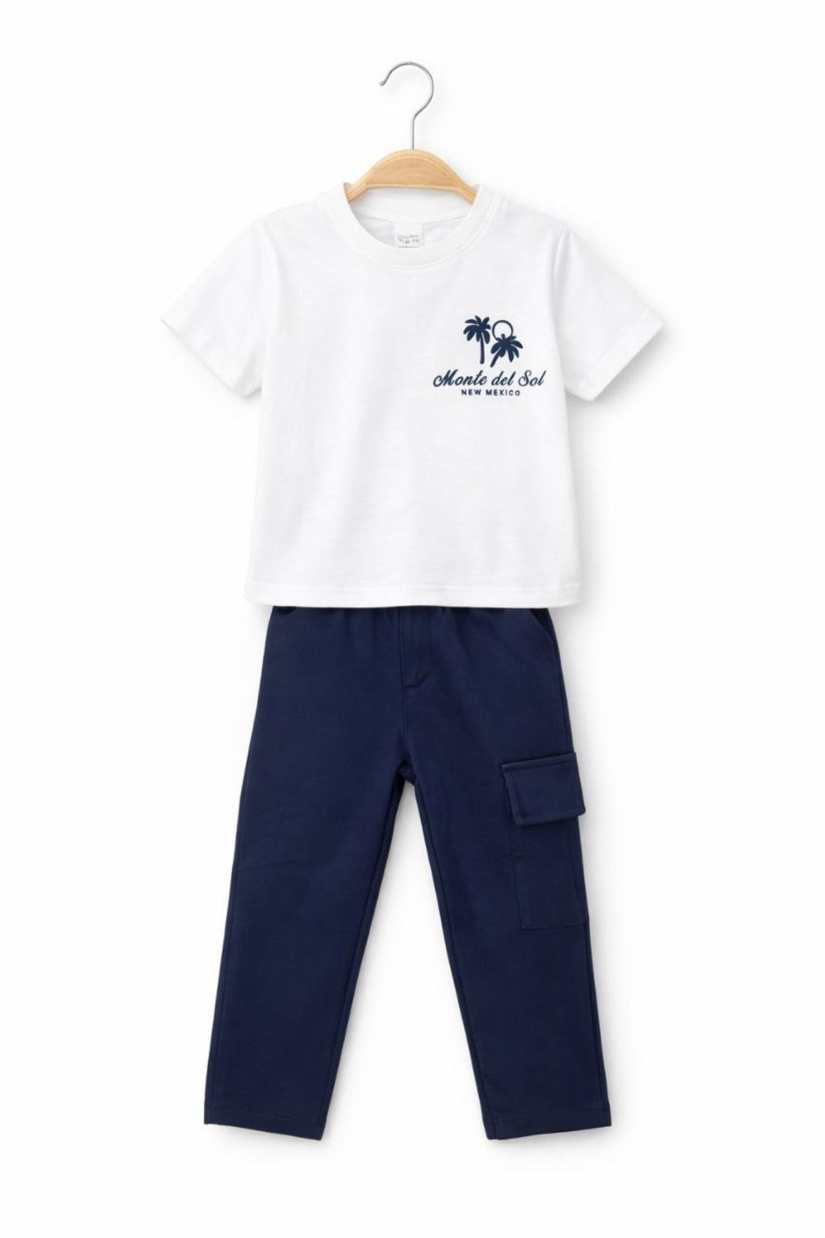 Gabardin Palmiye Ceket Pantolon 3lü Takım Lacivert (3-10Yaş)