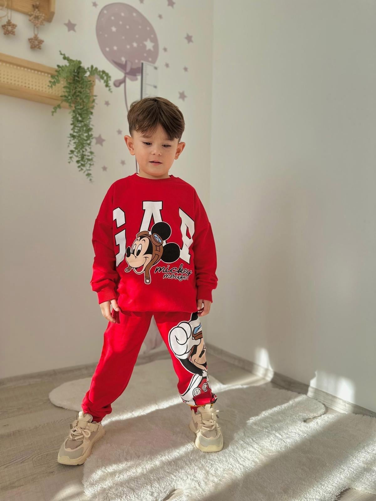 Gap Mickey Mousee 2İplik Erkek Çocuk İkili Takım Kırmızı (3-10Yaş)