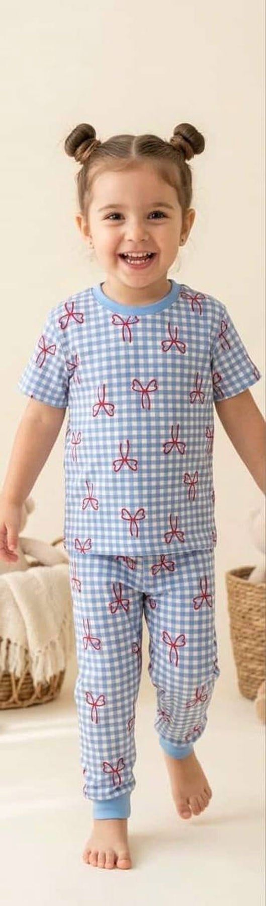 Kareli Pamuklu Pijama Takımı (2-12 Yaş)