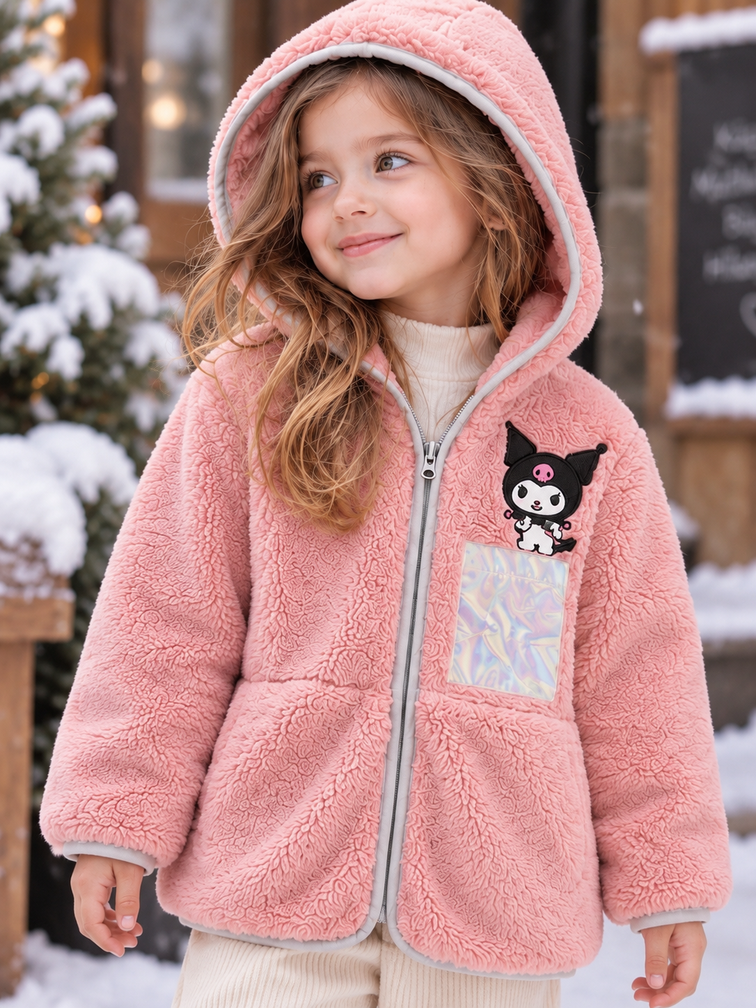 Kuromi Kapüşonlu Peluş Somon (3-8 yaş)