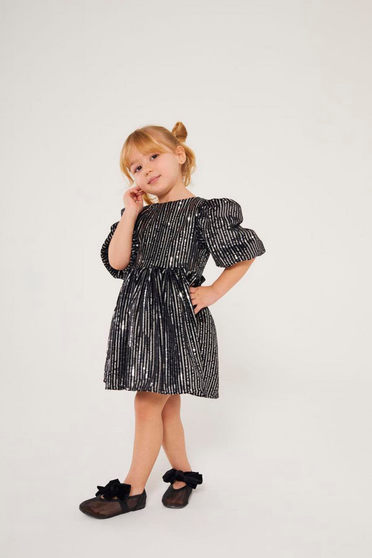 Premium Seri Pullu Balon Kol Elbise (2-8 Yaş)