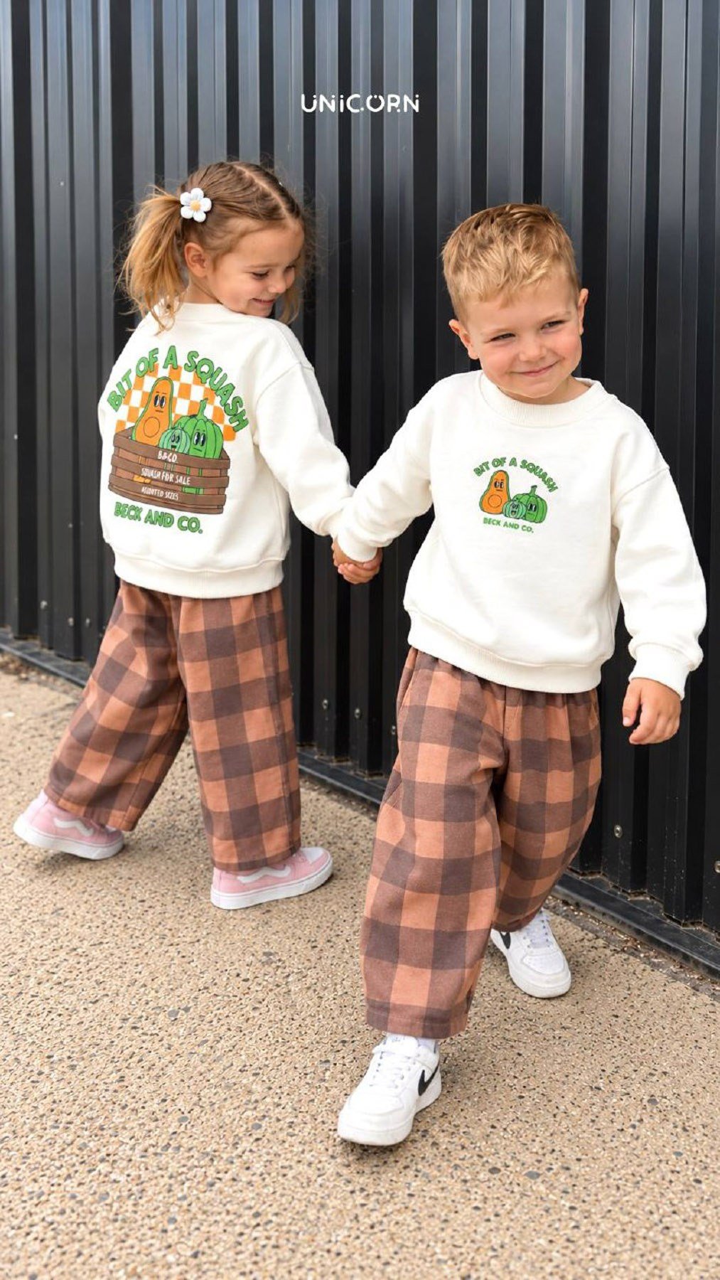 Unisex Kareli Gabardin Pantolonlu İkili Takım (2-8 yaş)