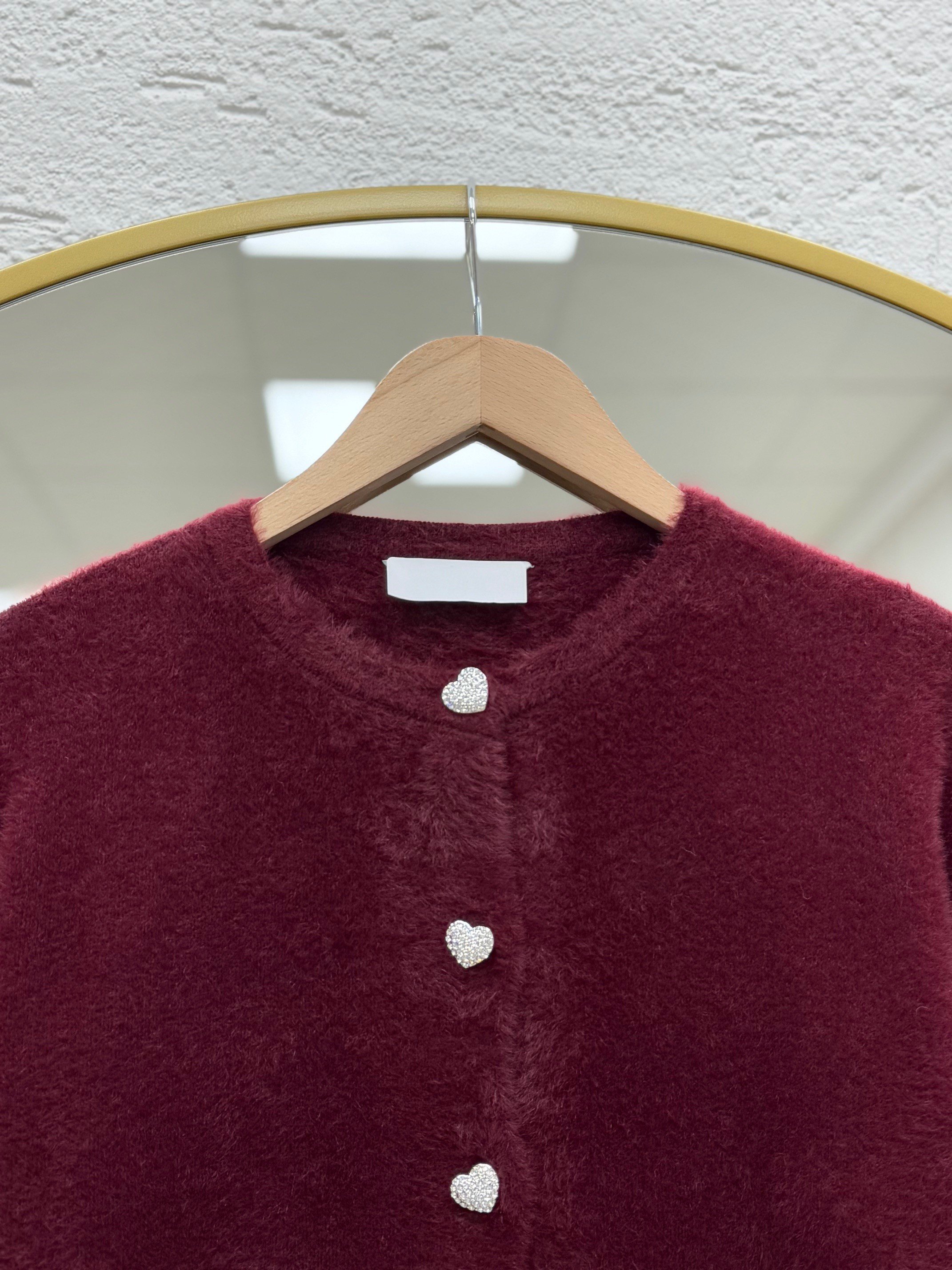 Adora Kalp Düğmeli Sakallı Hırka-KR3198 Bordo