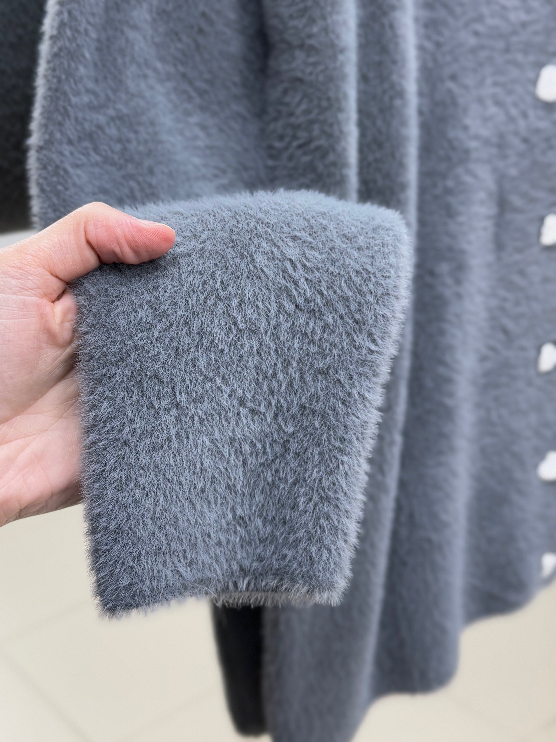 Adora Kalp Düğmeli Sakallı Hırka-KR3198 Antrasit