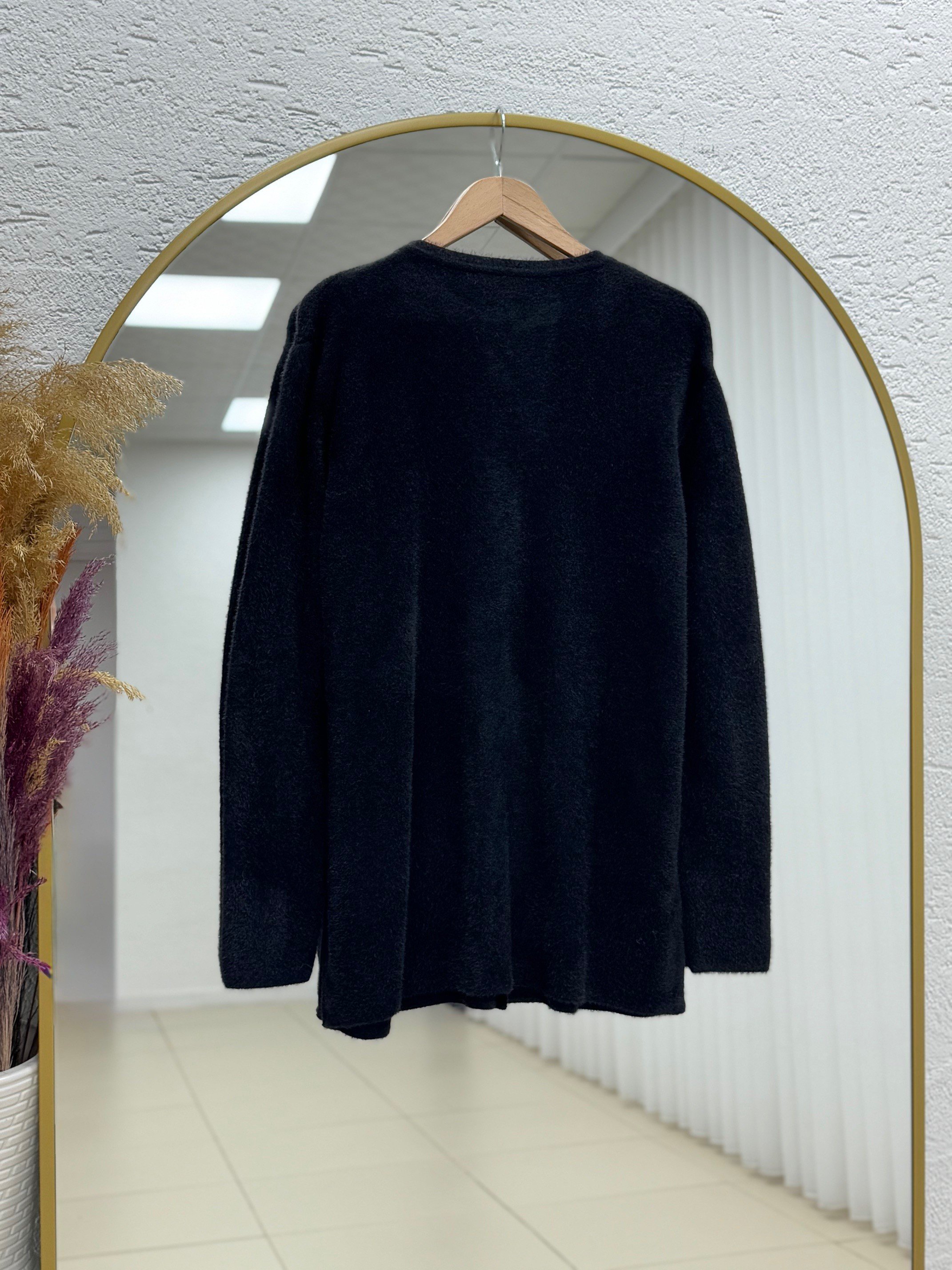 Adora Kalp Düğmeli Sakallı Hırka-KR3198 Siyah