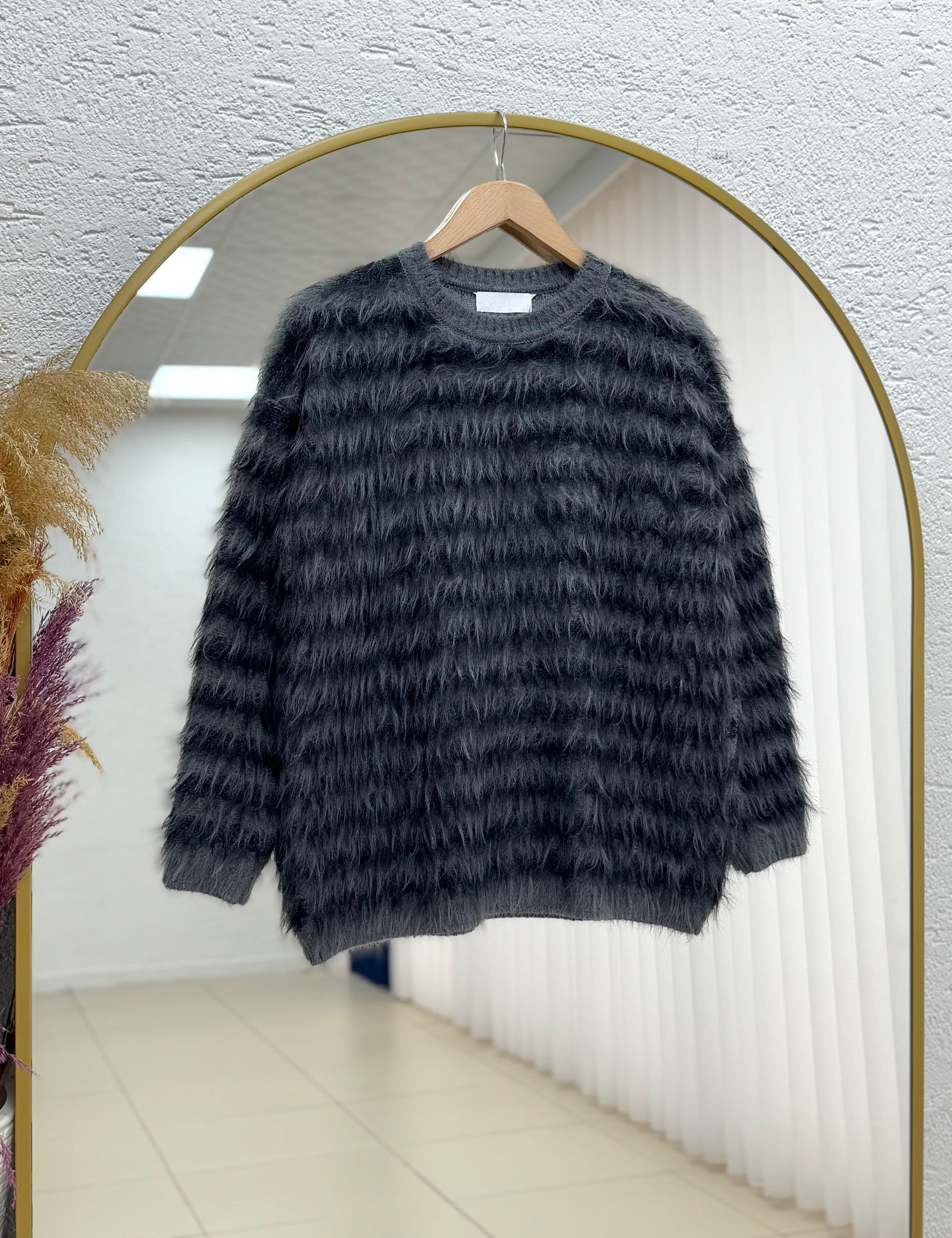 Adrien Sakallı Şeritli Kazak-KR5061 Antrasit