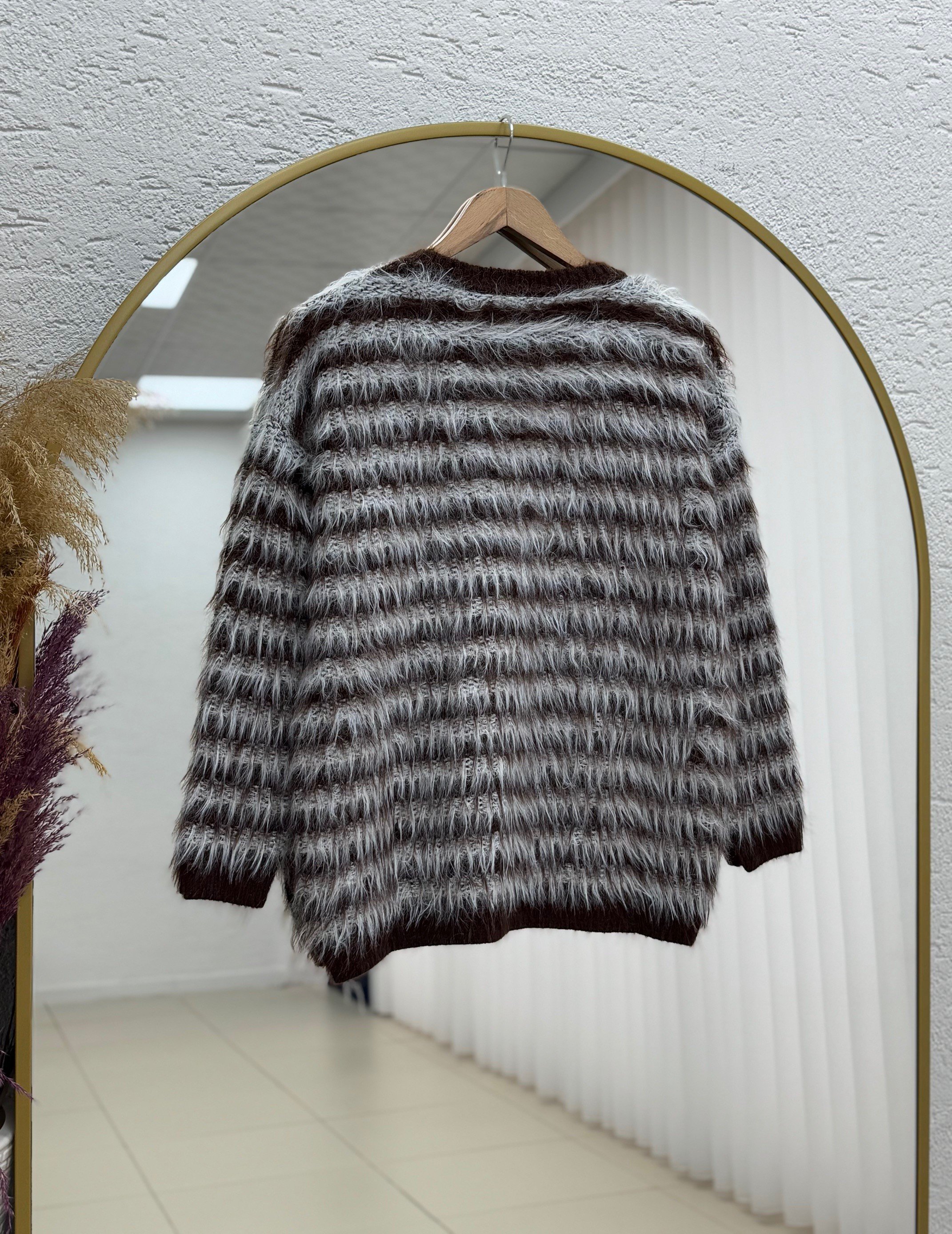 Adrien Sakallı Şeritli Kazak-KR5061 Kahve