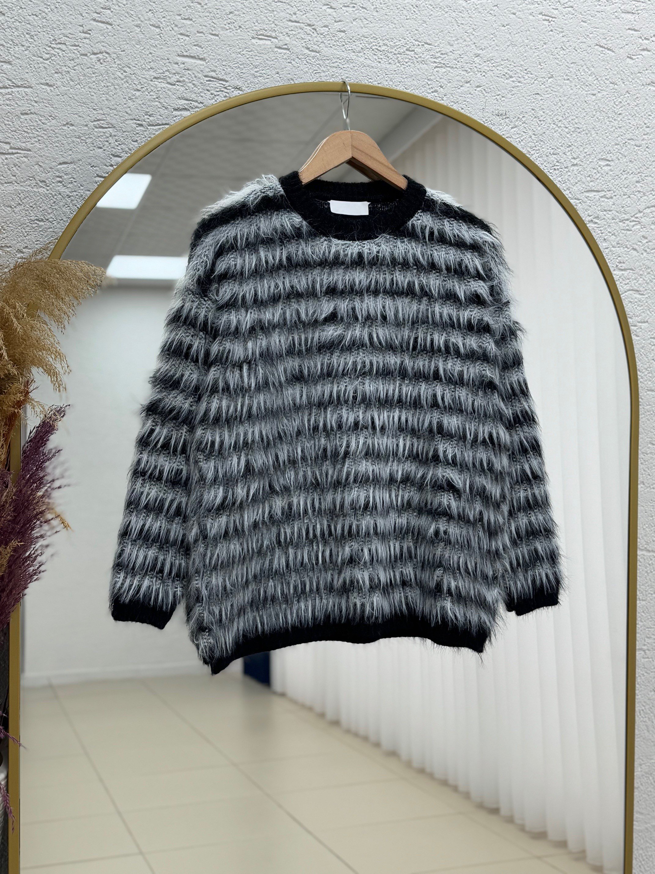 Adrien Sakallı Şeritli Kazak-KR5061 Siyah