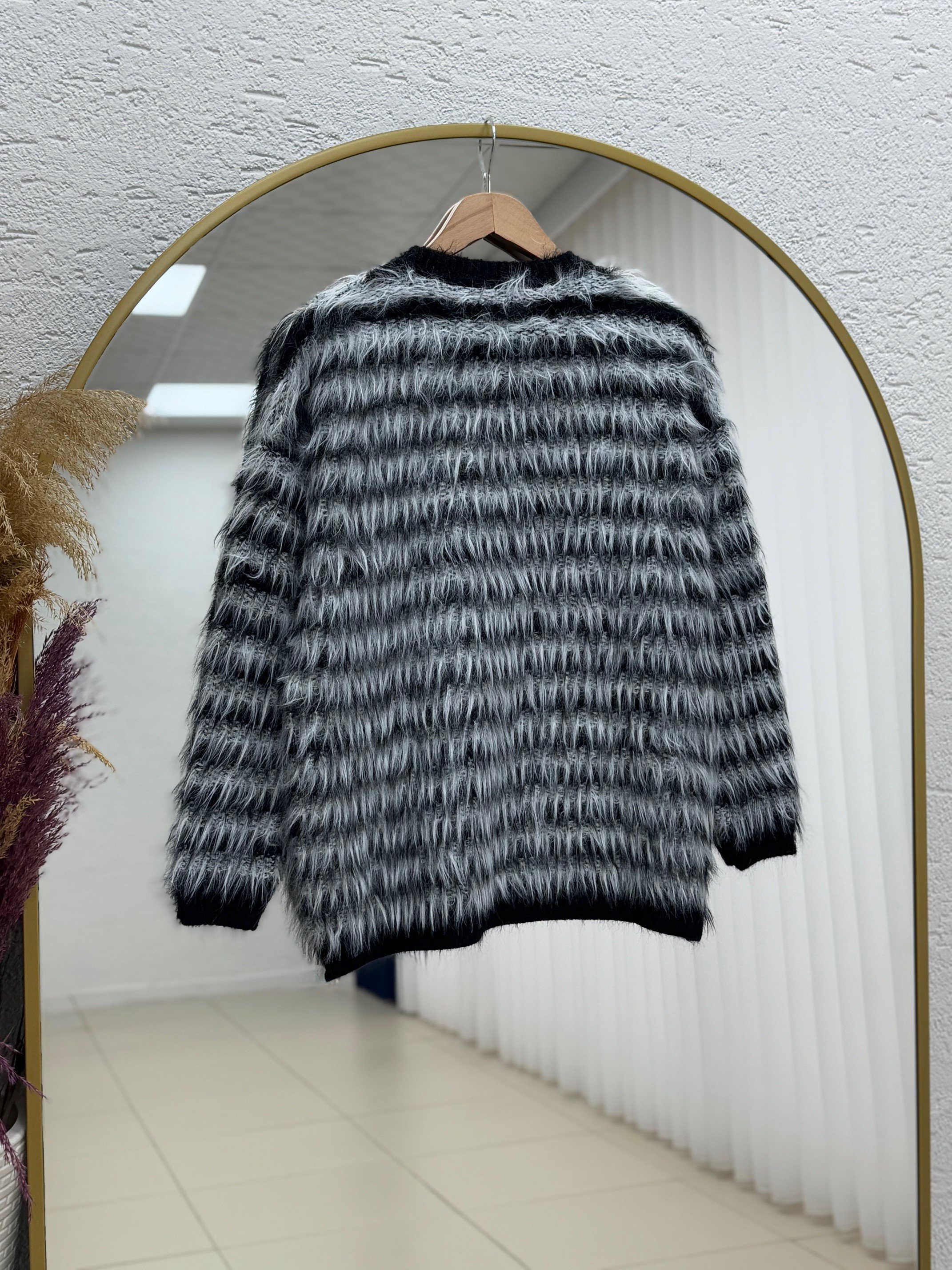 Adrien Sakallı Şeritli Kazak-KR5061 Siyah