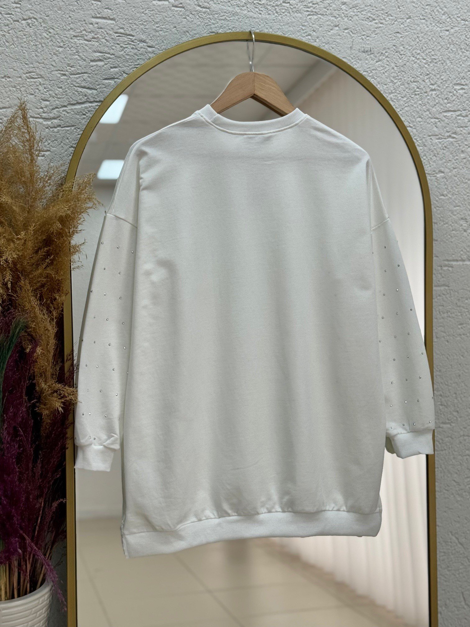 Afula Taşlı İki İp Sweat-BN4525 Ekru
