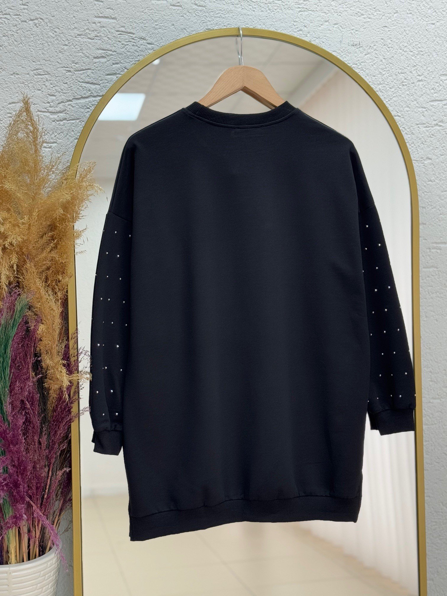 Afula Taşlı İki İp Sweat-BN4525 Siyah