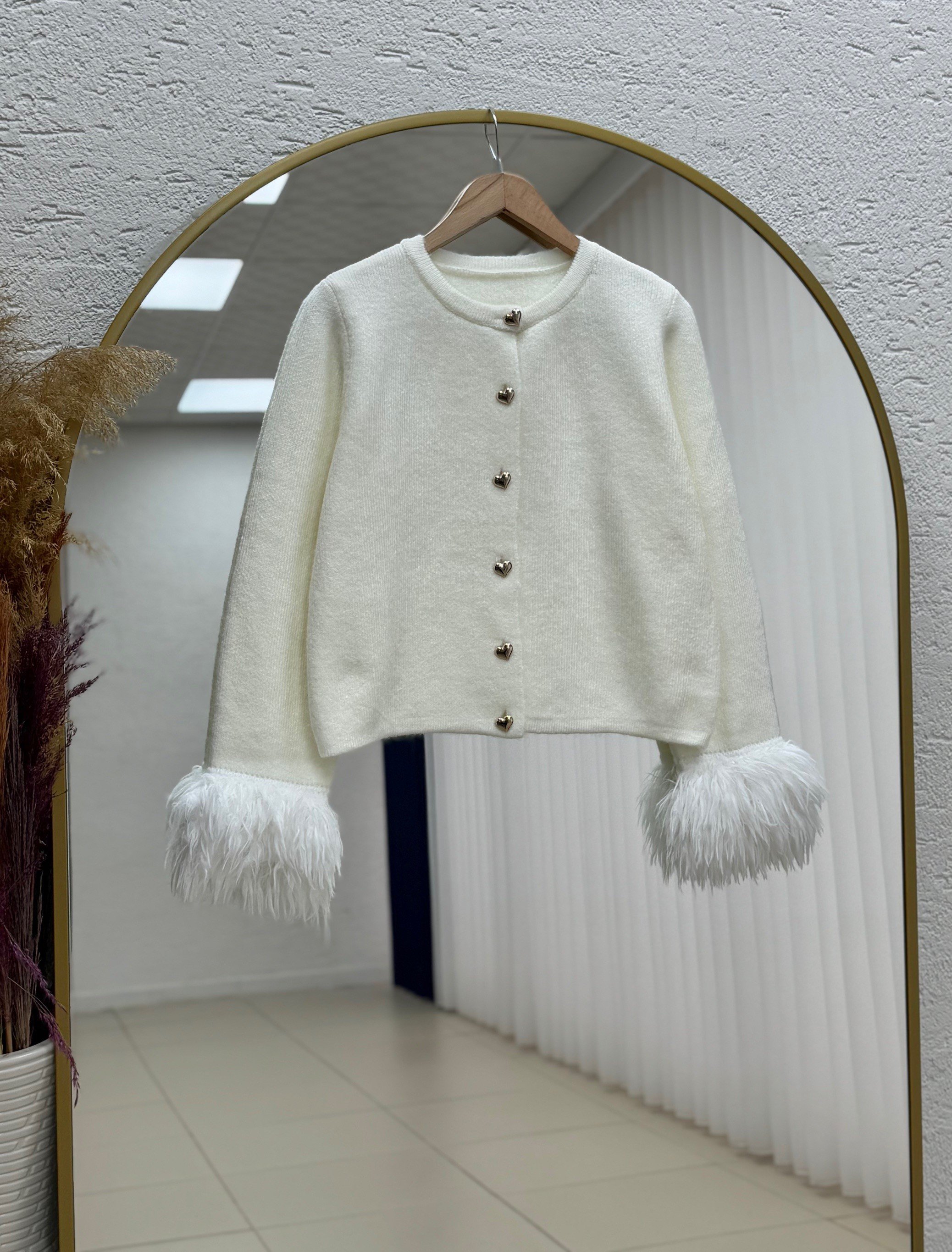 Aimee Kolu Saçaklı Hırka-SA07380 Beyaz