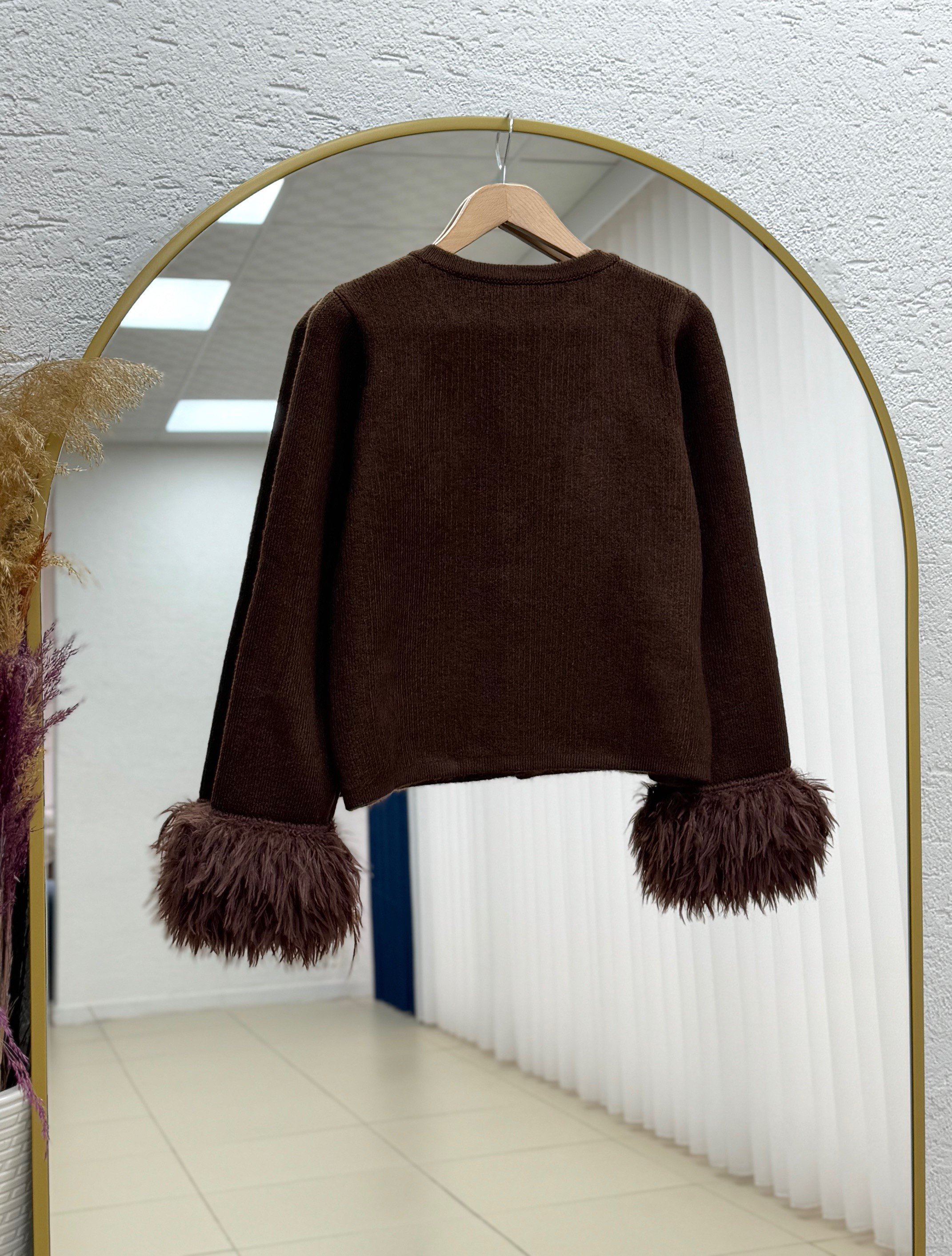 Aimee Kolu Saçaklı Hırka-SA07380 Kahve