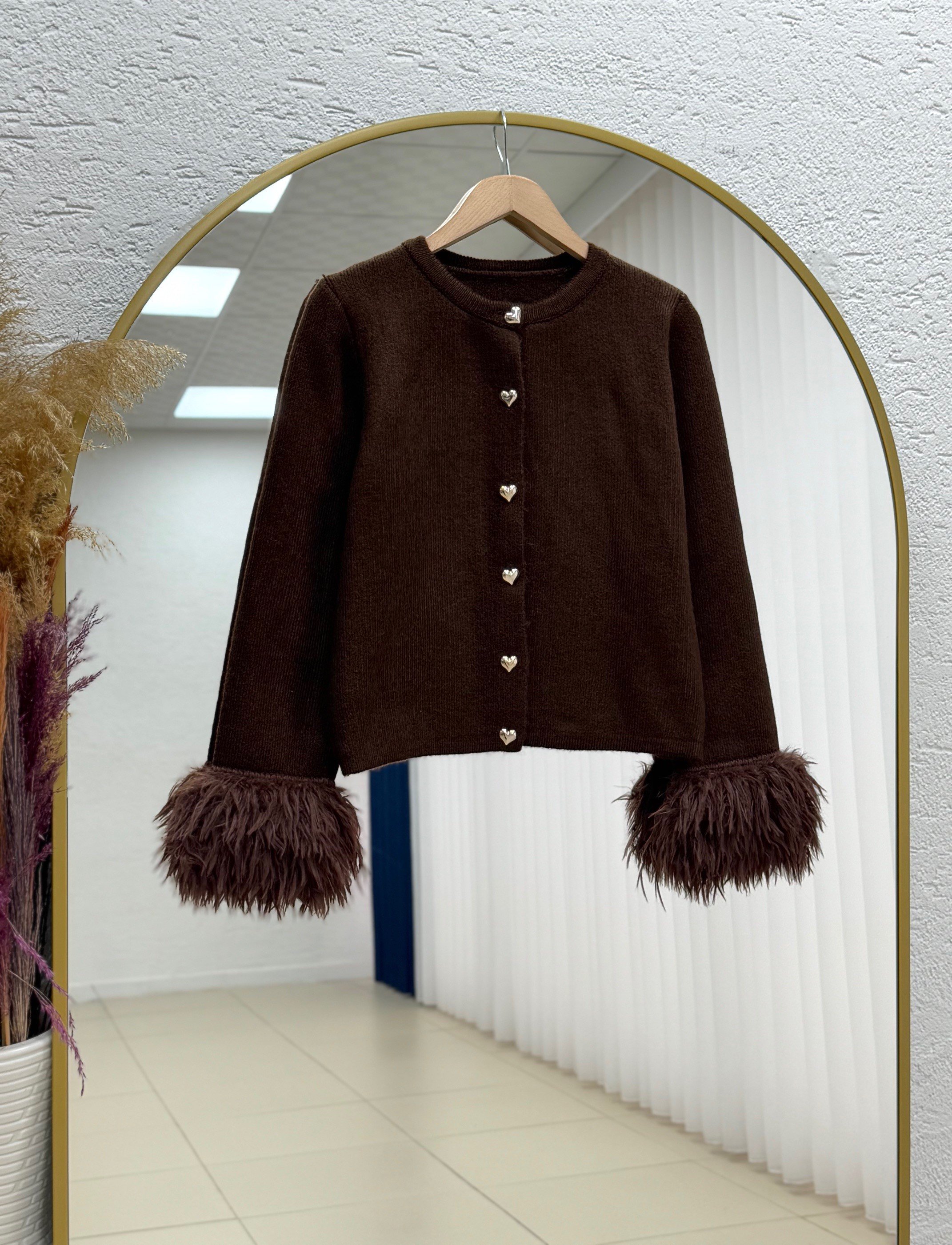 Aimee Kolu Saçaklı Hırka-SA07380 Kahve