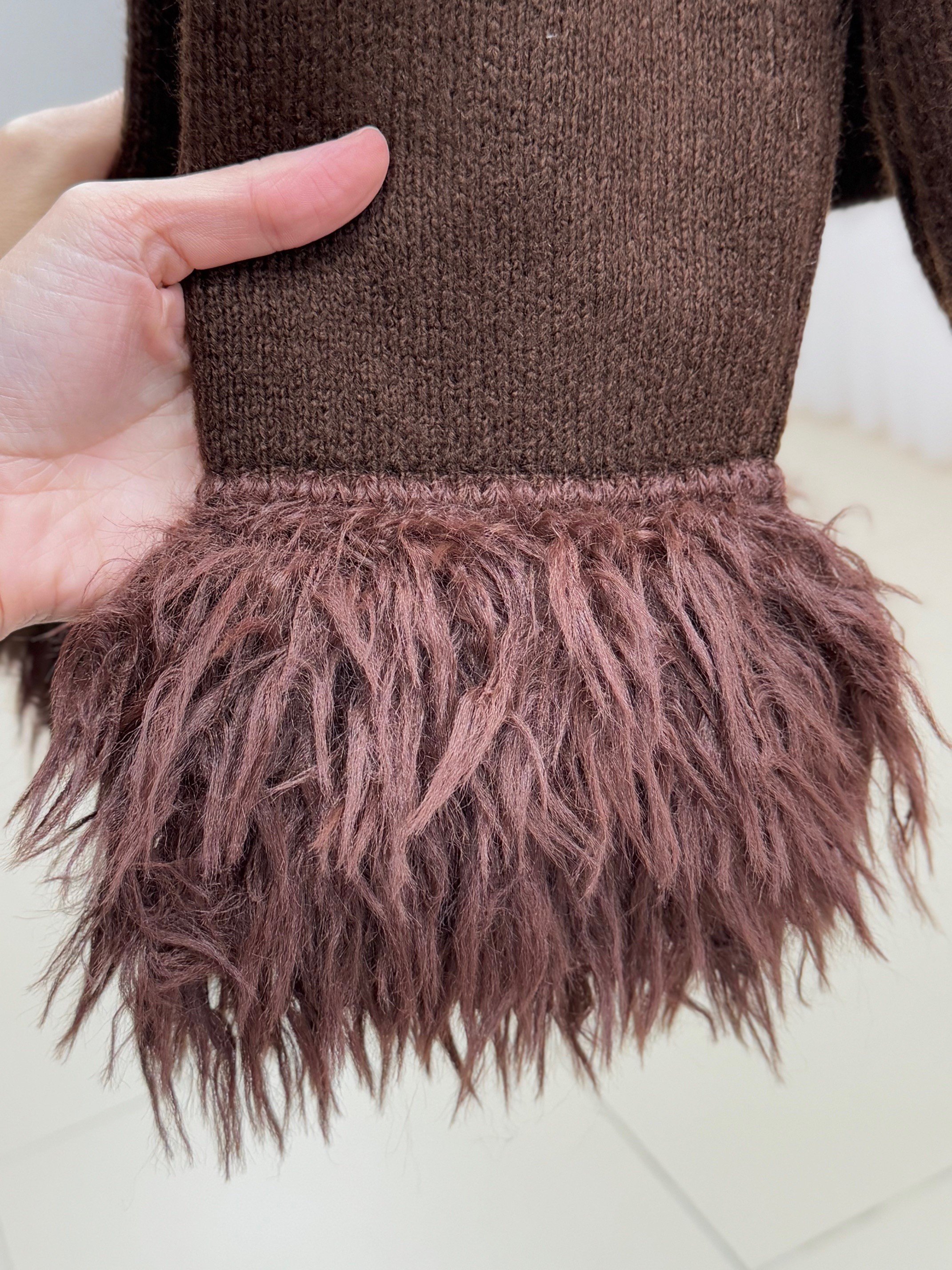 Aimee Kolu Saçaklı Hırka-SA07380 Kahve