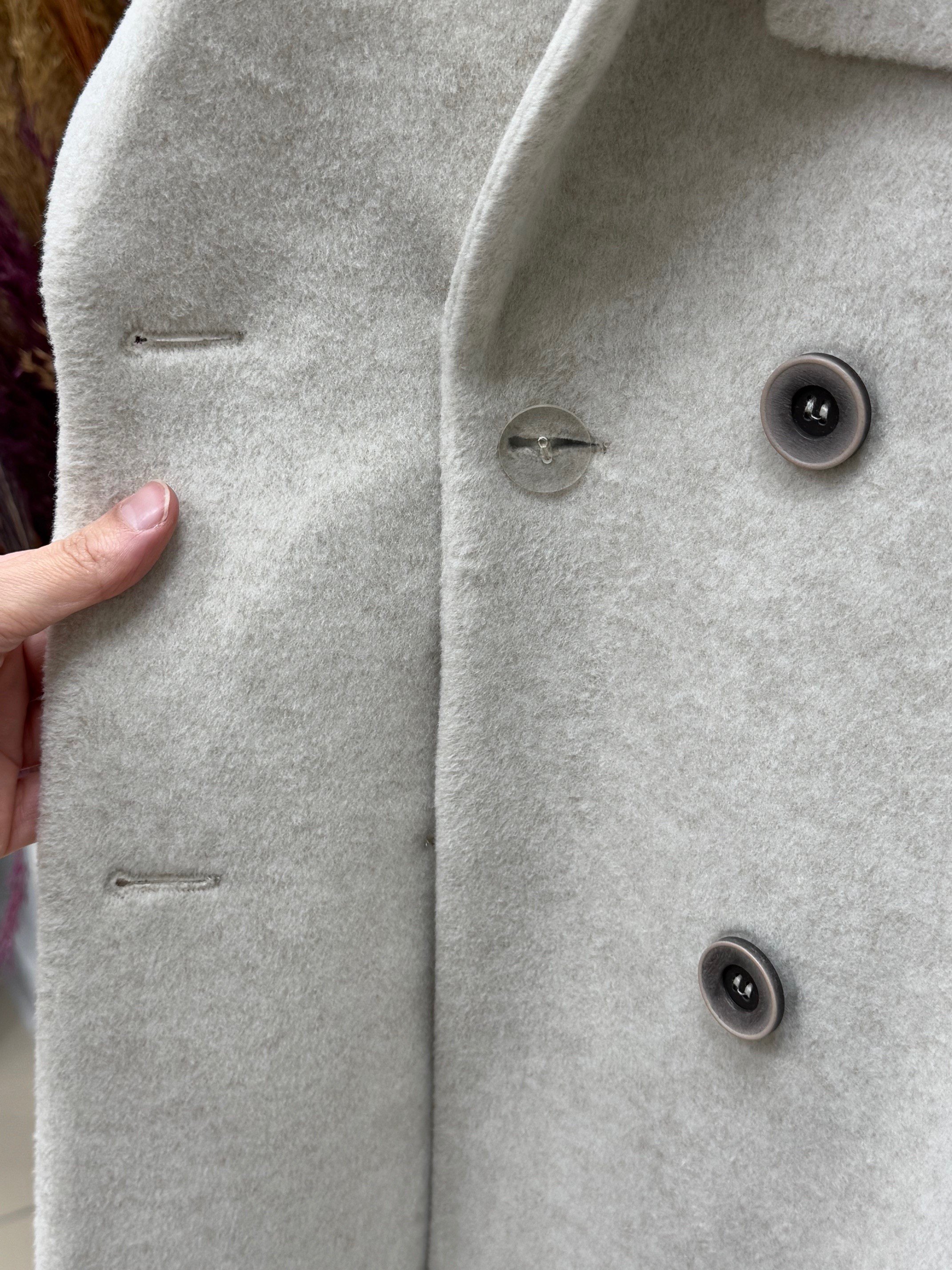 Aislin Çift Cepli Kapaklı Düğmeli Kaban-ÜN5012 Taş