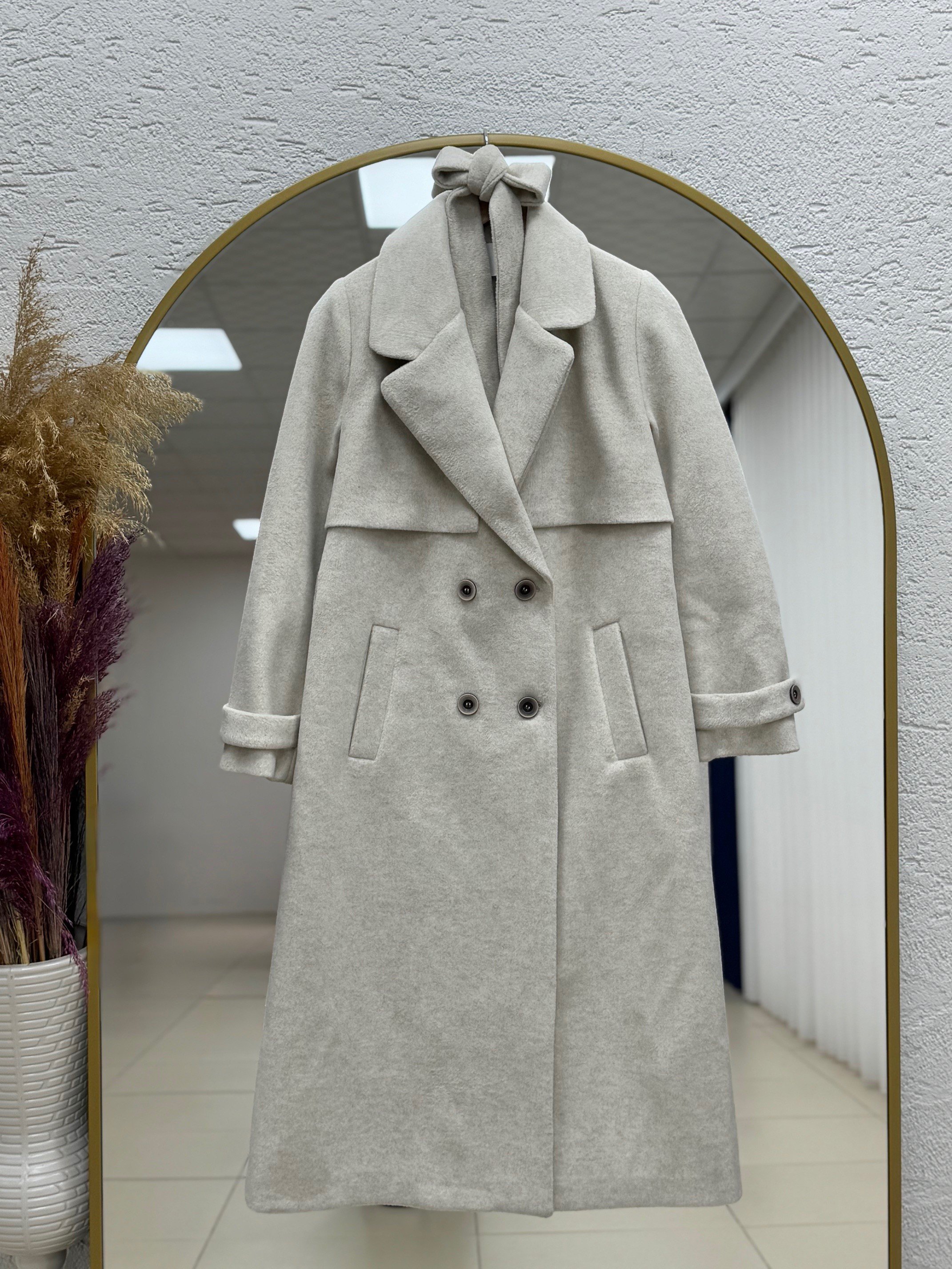 Aislin Çift Cepli Kapaklı Düğmeli Kaban-ÜN5012 Taş