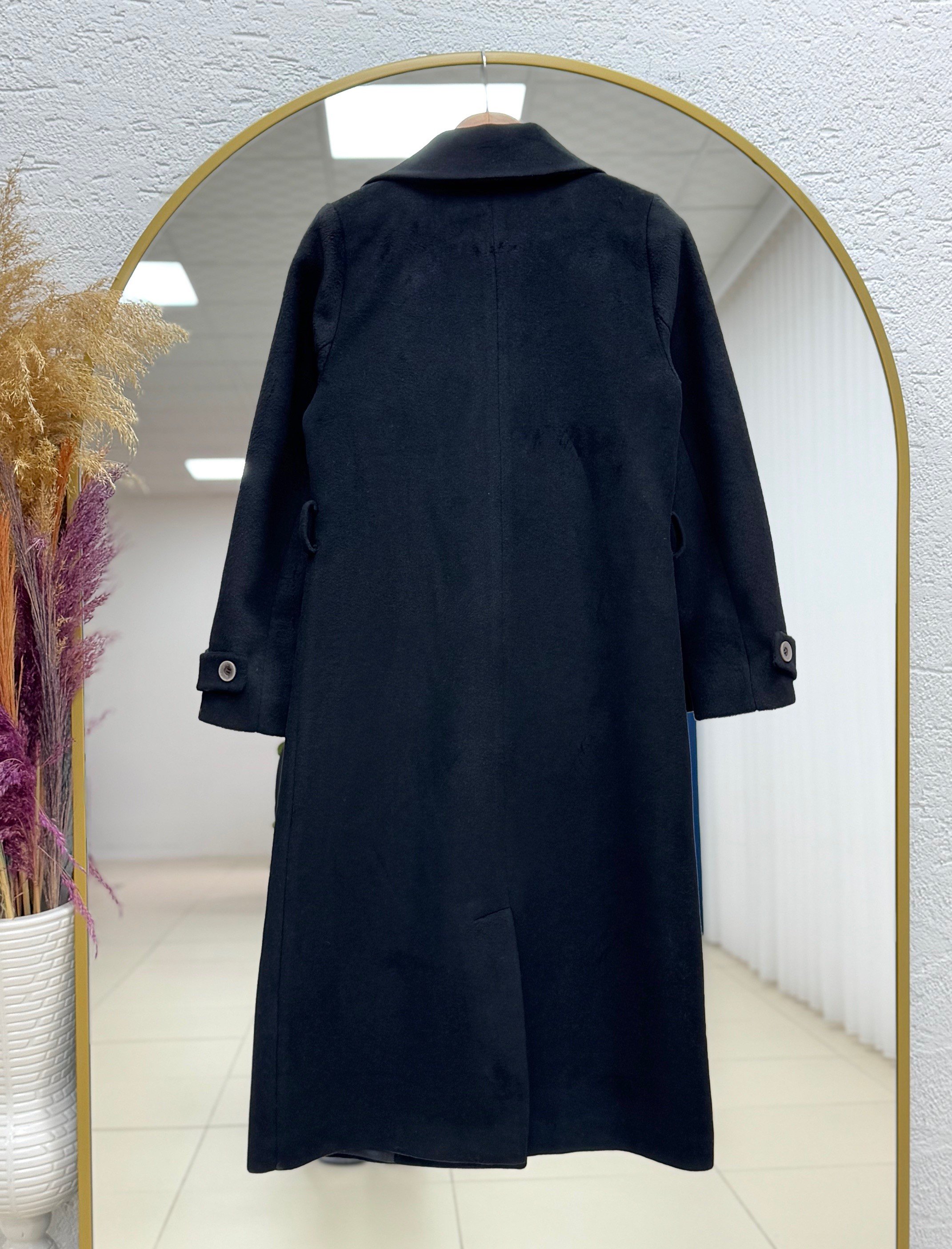 Aislin Çift Cepli Kapaklı Düğmeli Kaban-ÜN5012 Siyah