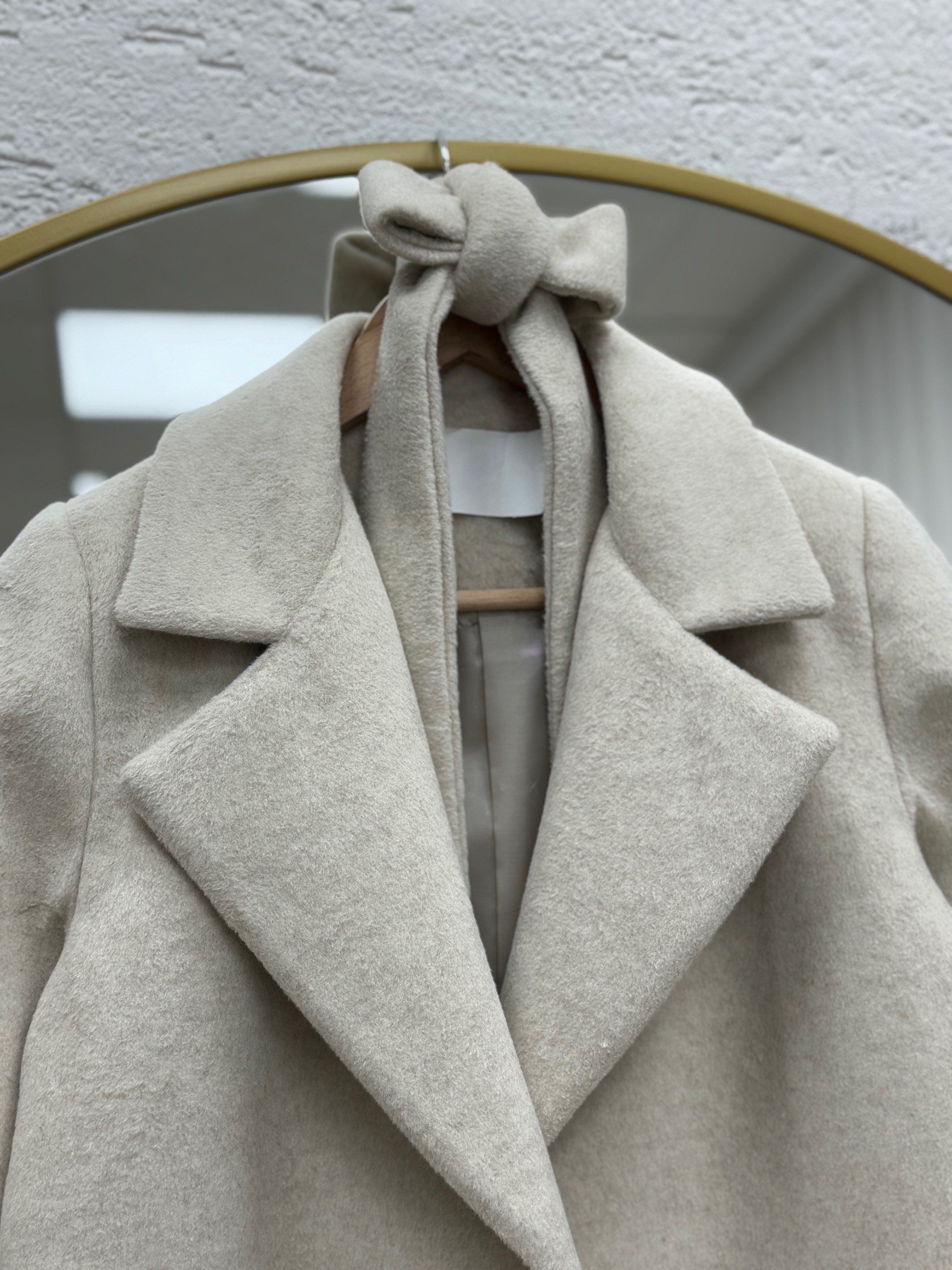 Aixa Çift Cepli Düğmesiz Astarlı Kaban-ÜN233 Taş