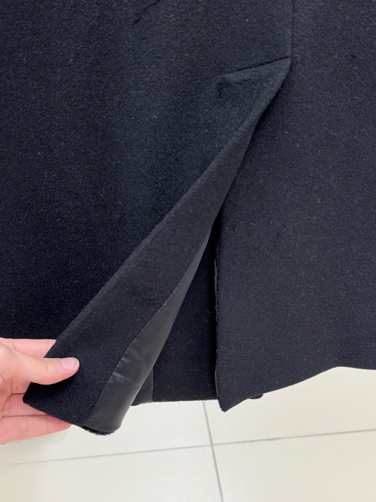 Aixa Çift Cepli Düğmesiz Astarlı Kaban-ÜN233 Siyah