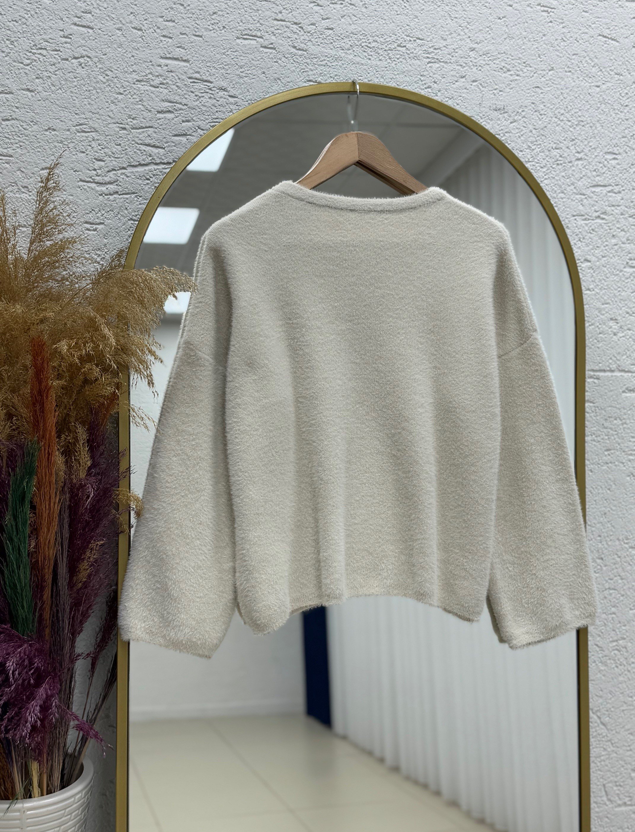 Alina Sakallı Kısa Oversize Kazak-Zİ6261 Taş