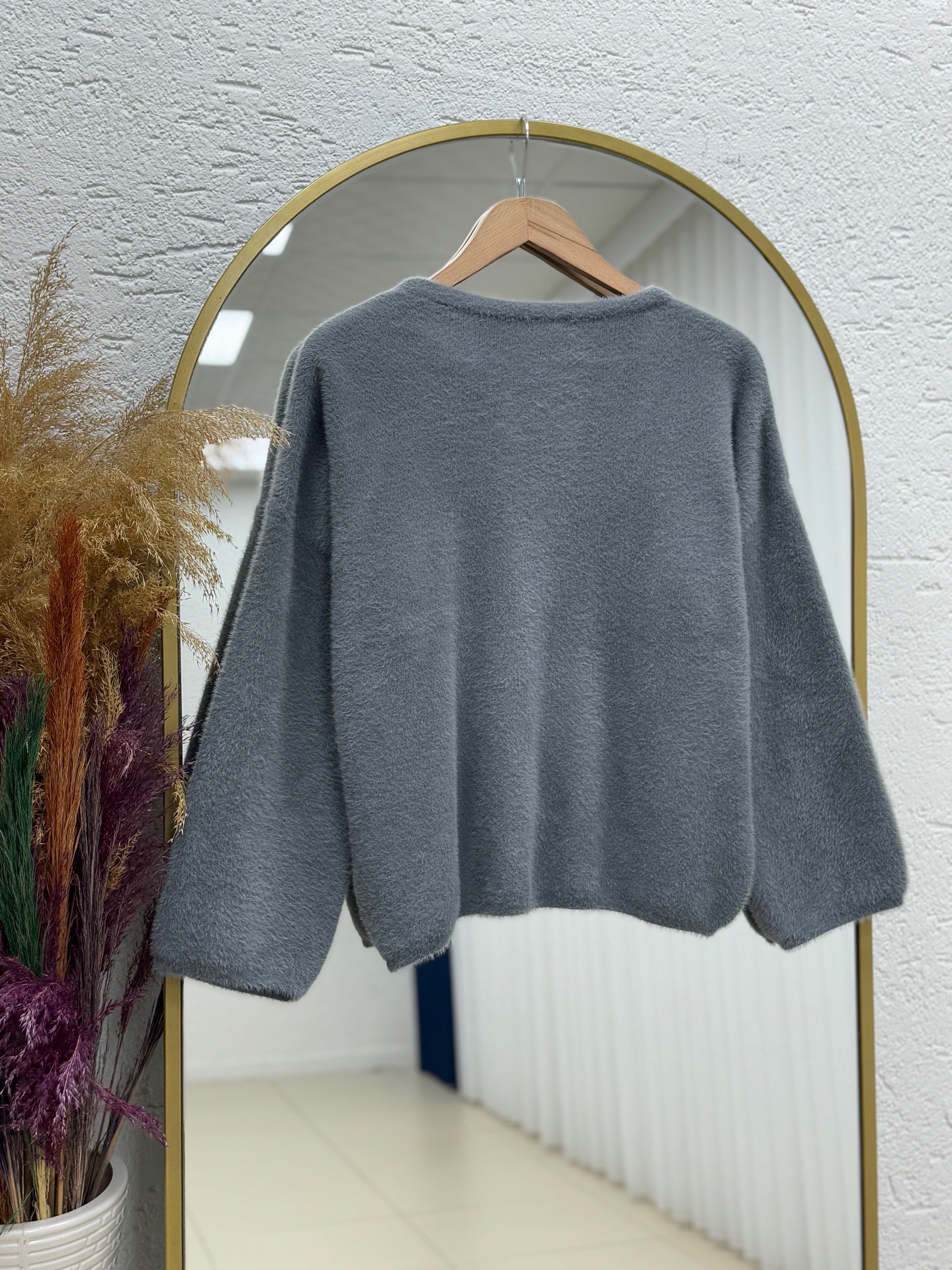 Alina Sakallı Kısa Oversize Kazak-Zİ6261 Antrasit