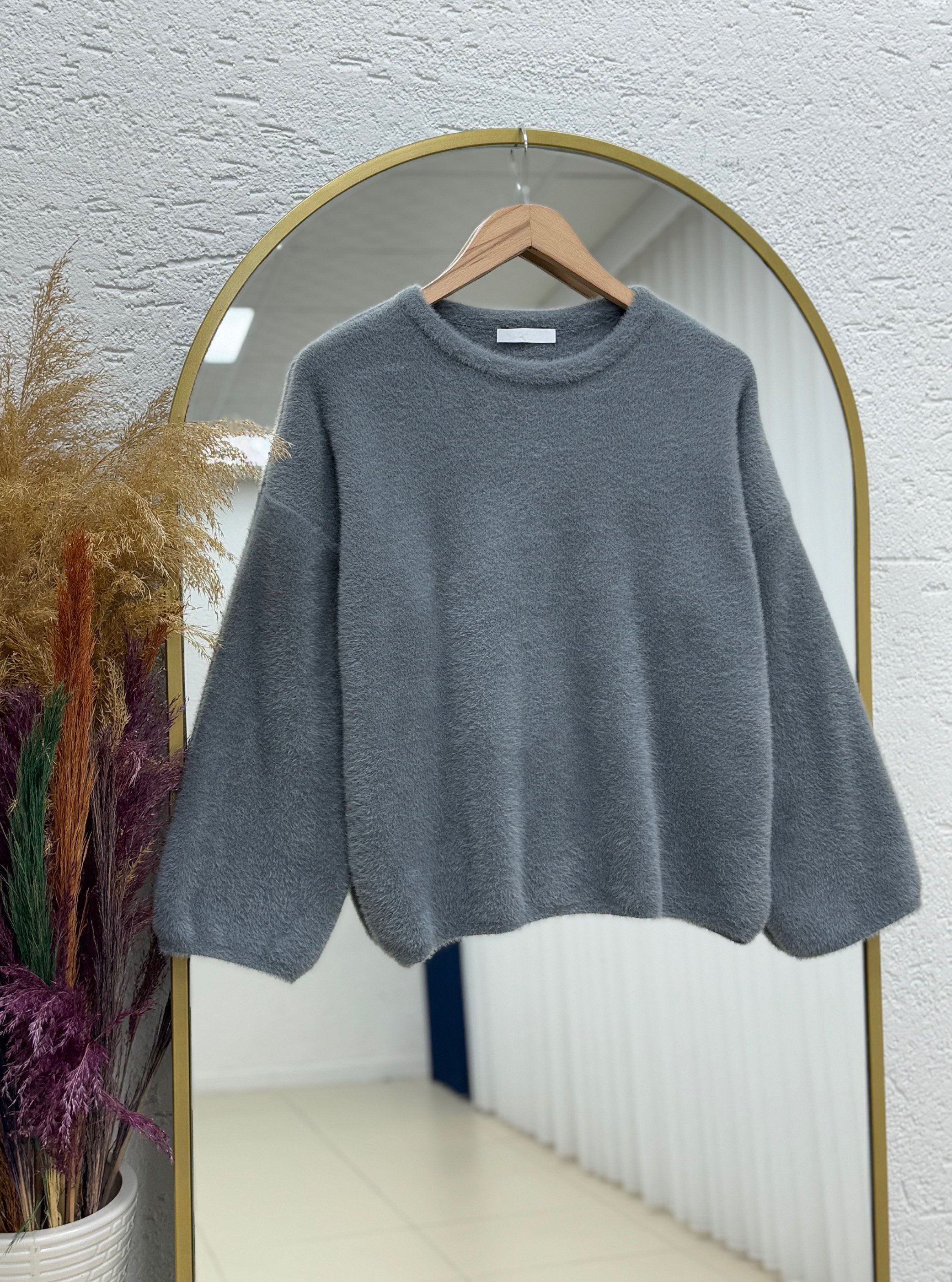 Alina Sakallı Kısa Oversize Kazak-Zİ6261 Antrasit