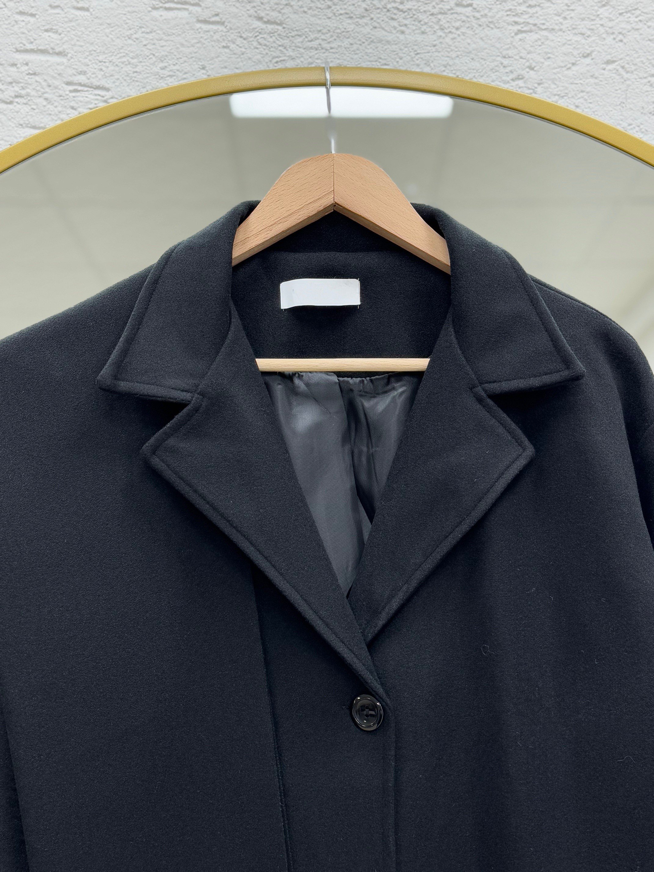 Alisa Çift Cepli Atkılı Kaban-EN2200 Siyah