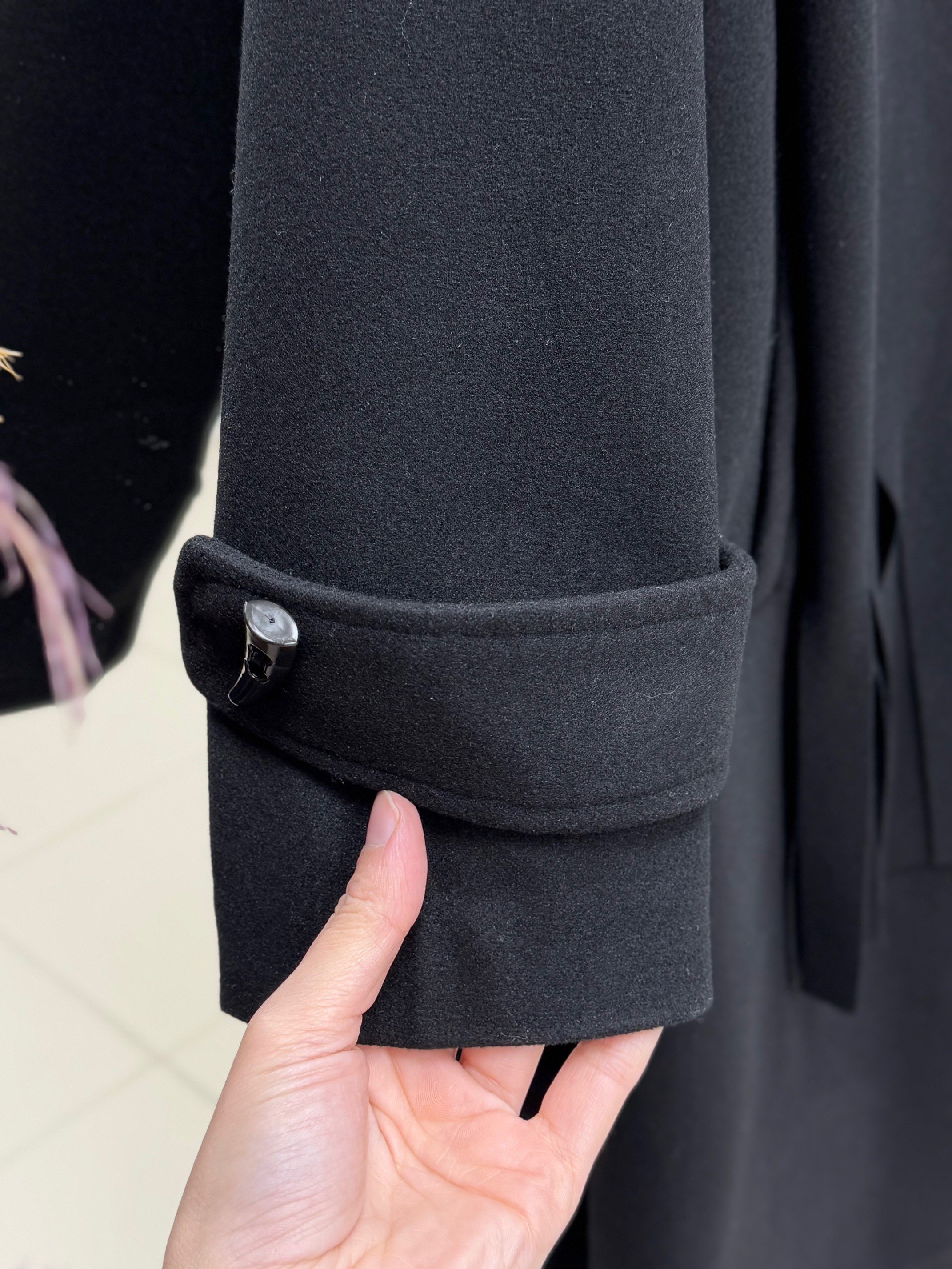 Alisa Çift Cepli Atkılı Kaban-EN2200 Siyah