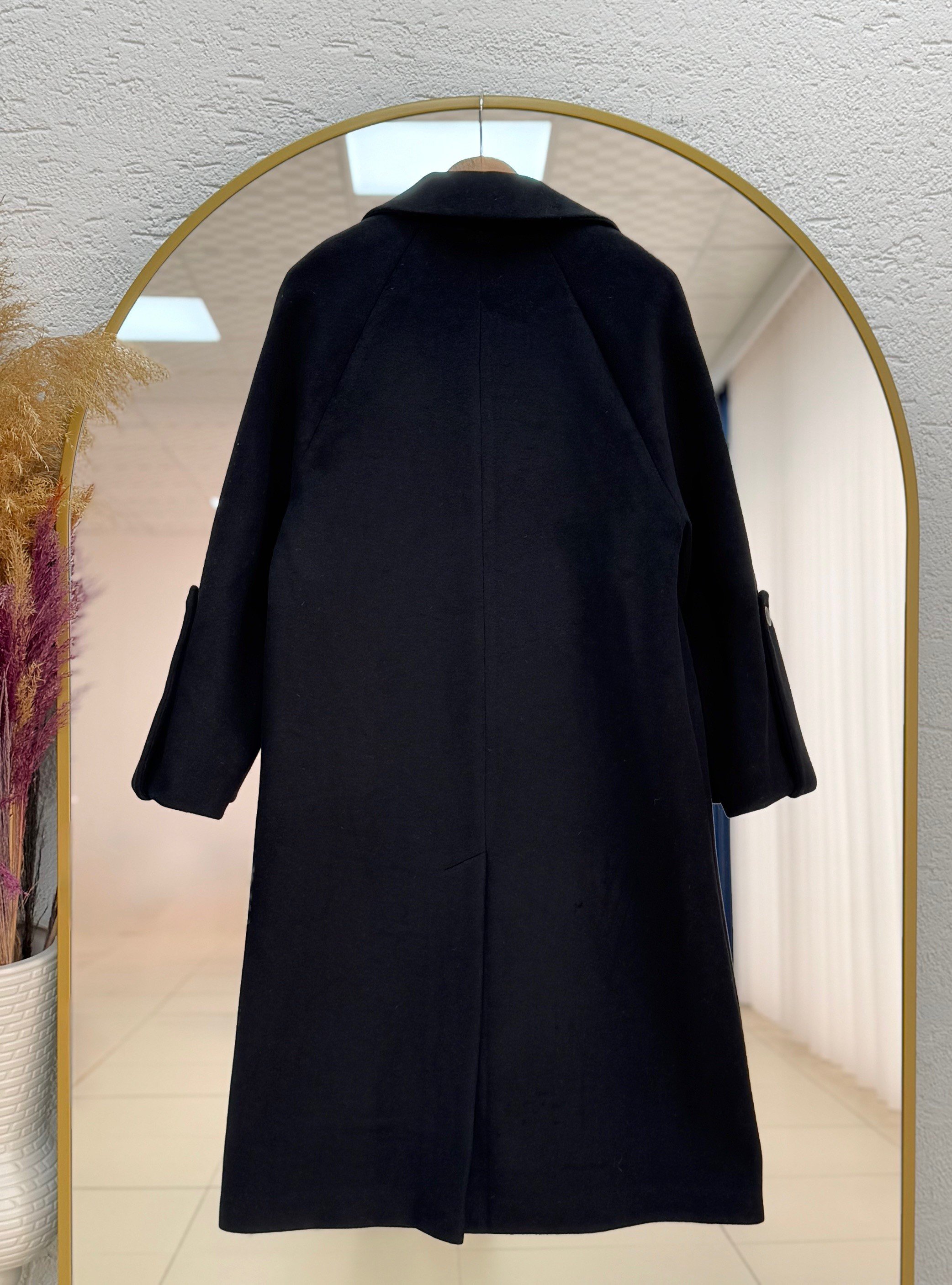 Alison Tek Düğmeli Kolu Kemer Detaylı Kaban-ÜN1055 Siyah