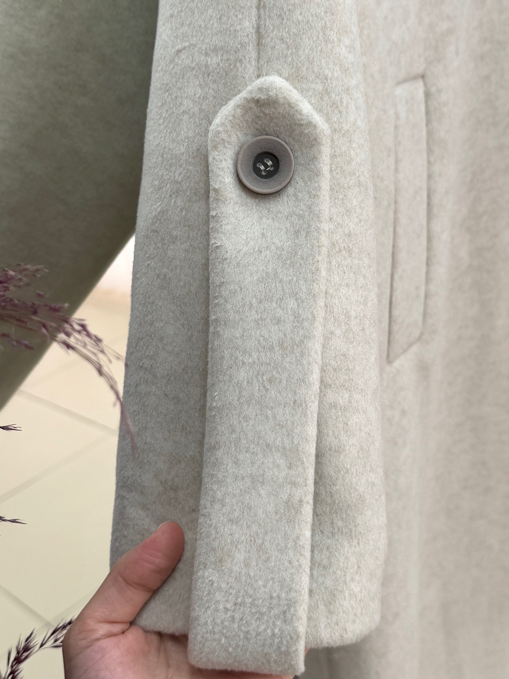 Alison Tek Düğmeli Kolu Kemer Detaylı Kaban-ÜN1055 Taş