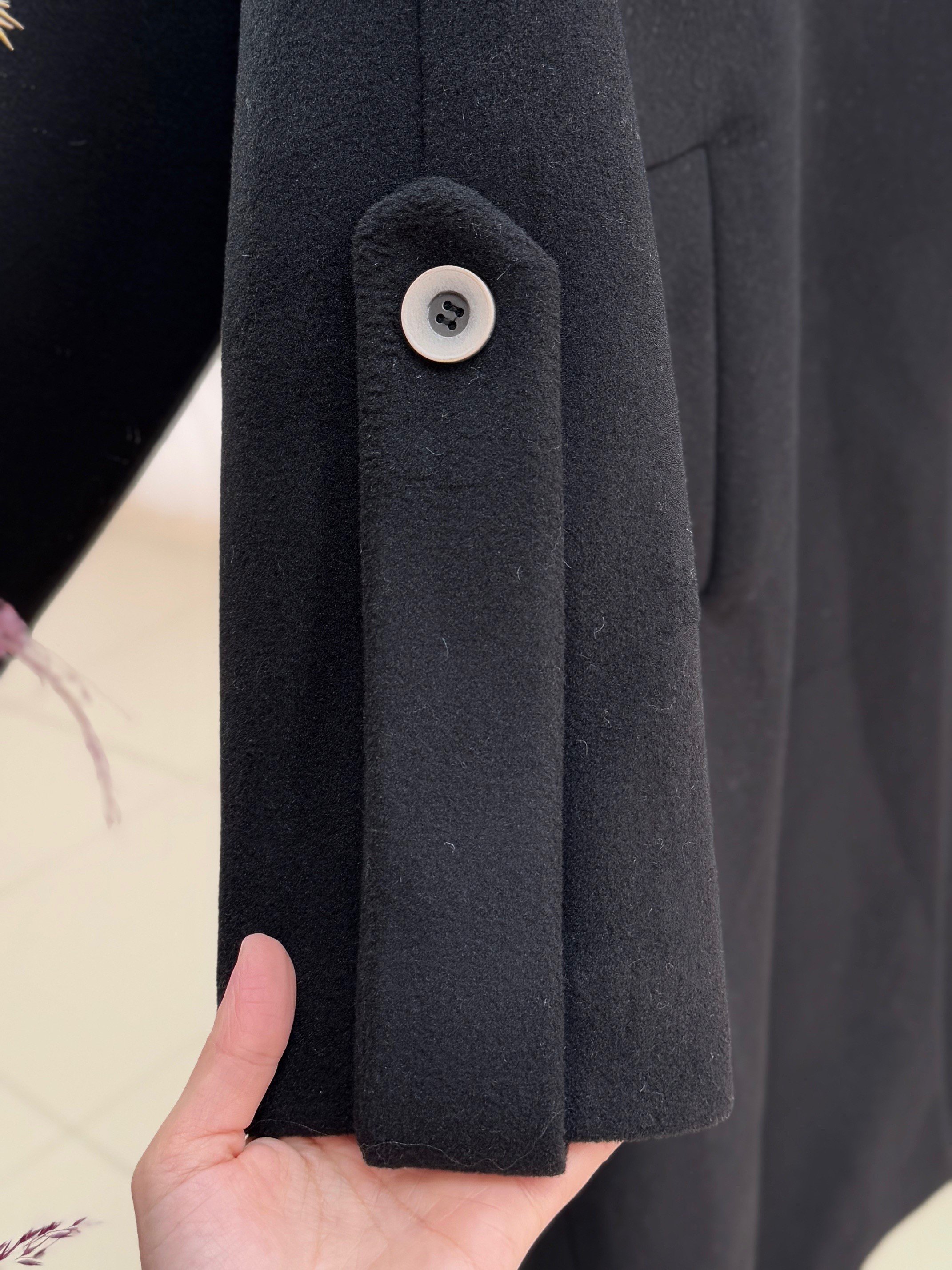 Alison Tek Düğmeli Kolu Kemer Detaylı Kaban-ÜN1055 Siyah