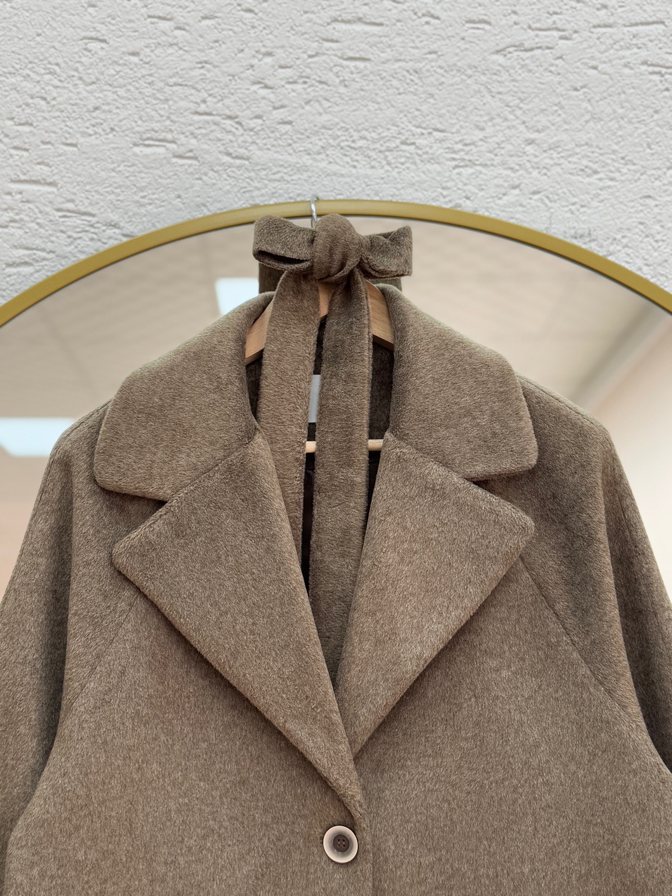 Alison Tek Düğmeli Kolu Kemer Detaylı Kaban-ÜN1055 Kahve