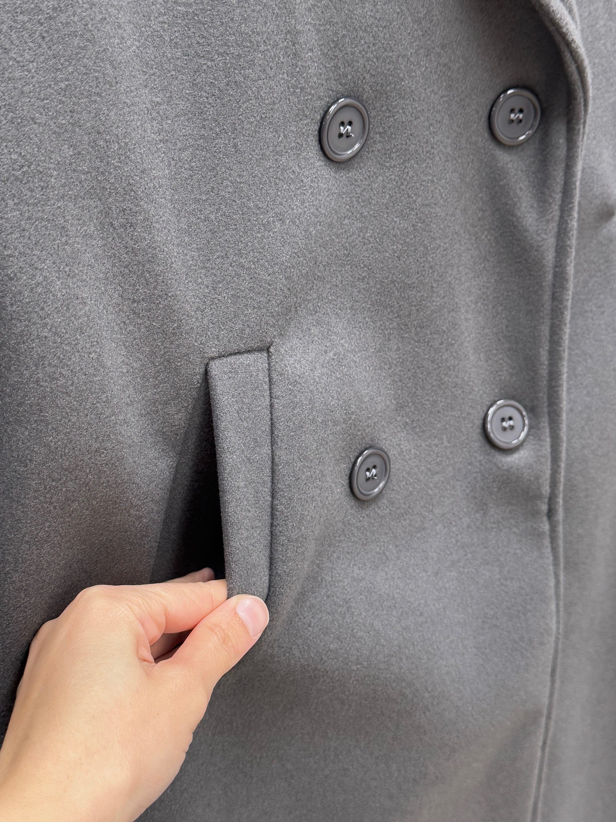 Alita Omuz Filetolu Kol Apoletli Kaşe Kaban-EK1003 Gri