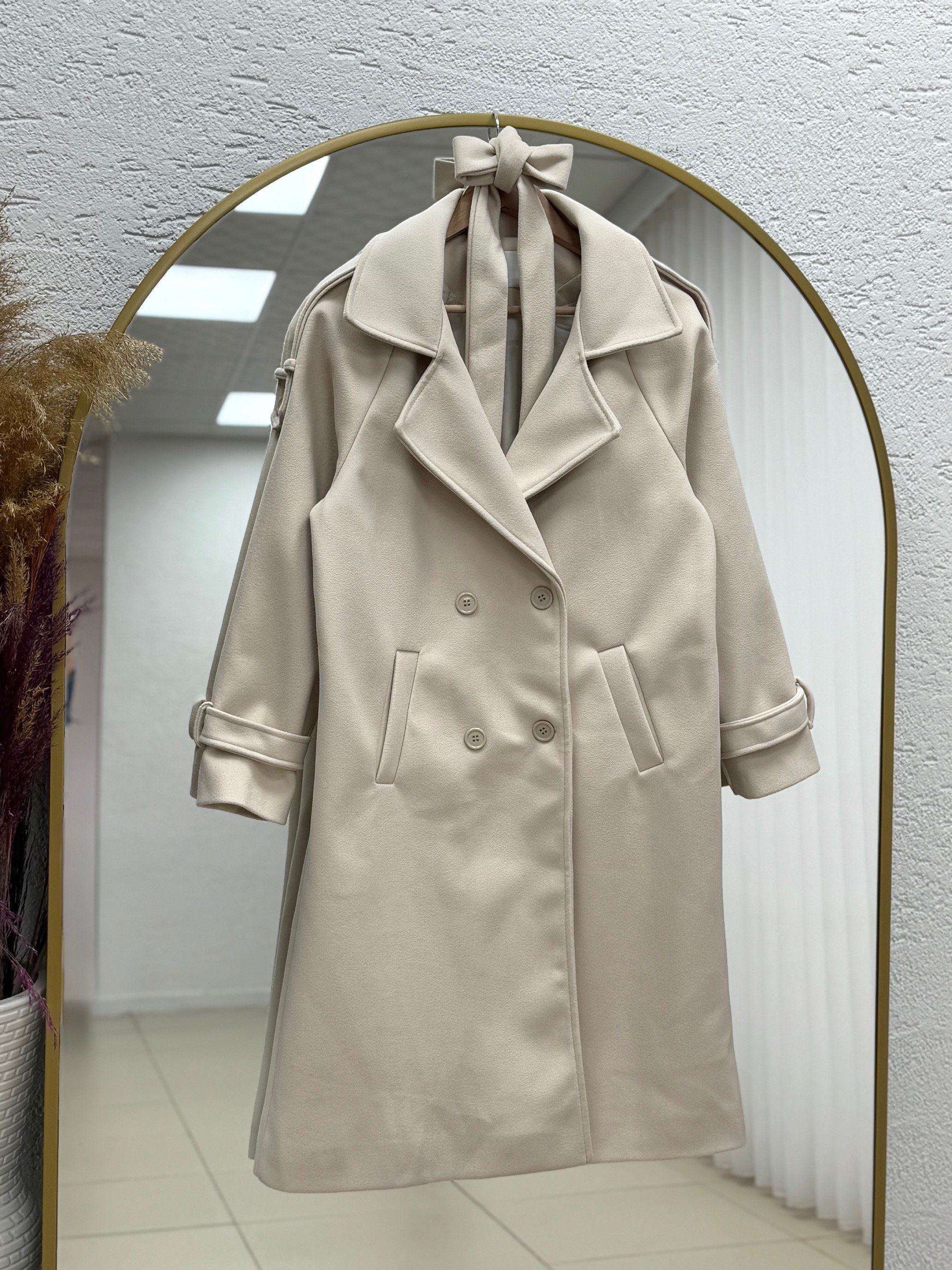 Alita Omuz Filetolu Kol Apoletli Kaşe Kaban-EK1003 Taş