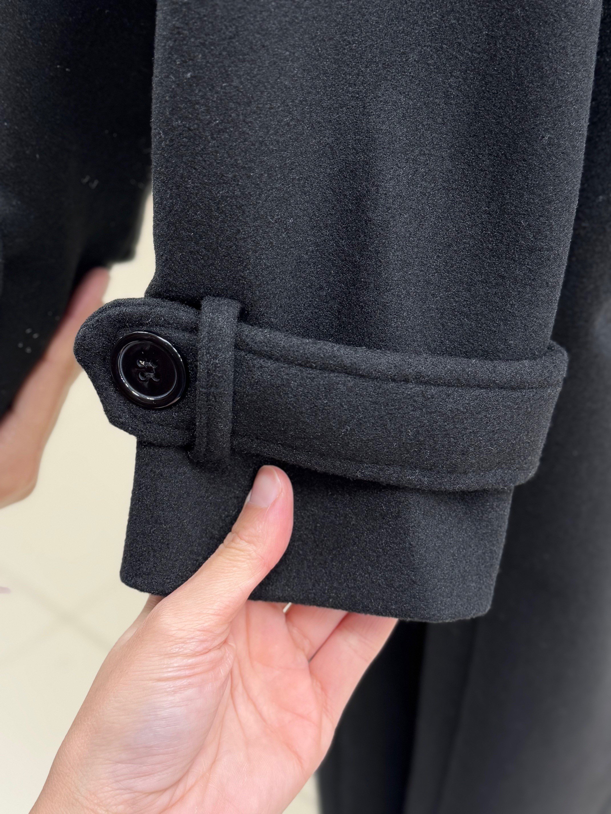 Alita Omuz Filetolu Kol Apoletli Kaşe Kaban-EK1003 Siyah