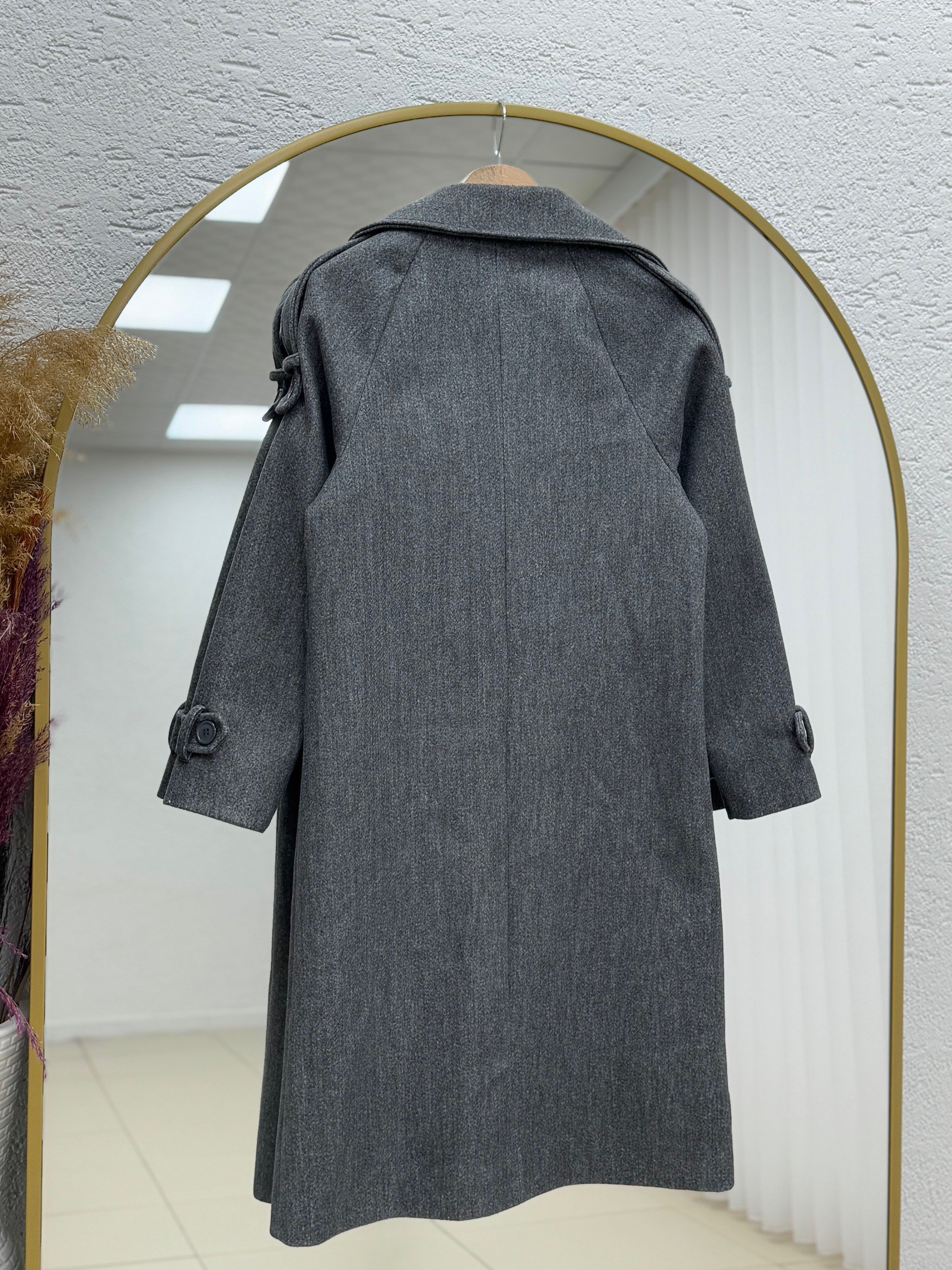 Alita Omuz Filetolu Kol Apoletli Kaşe Kaban-EK1003 Antrasit