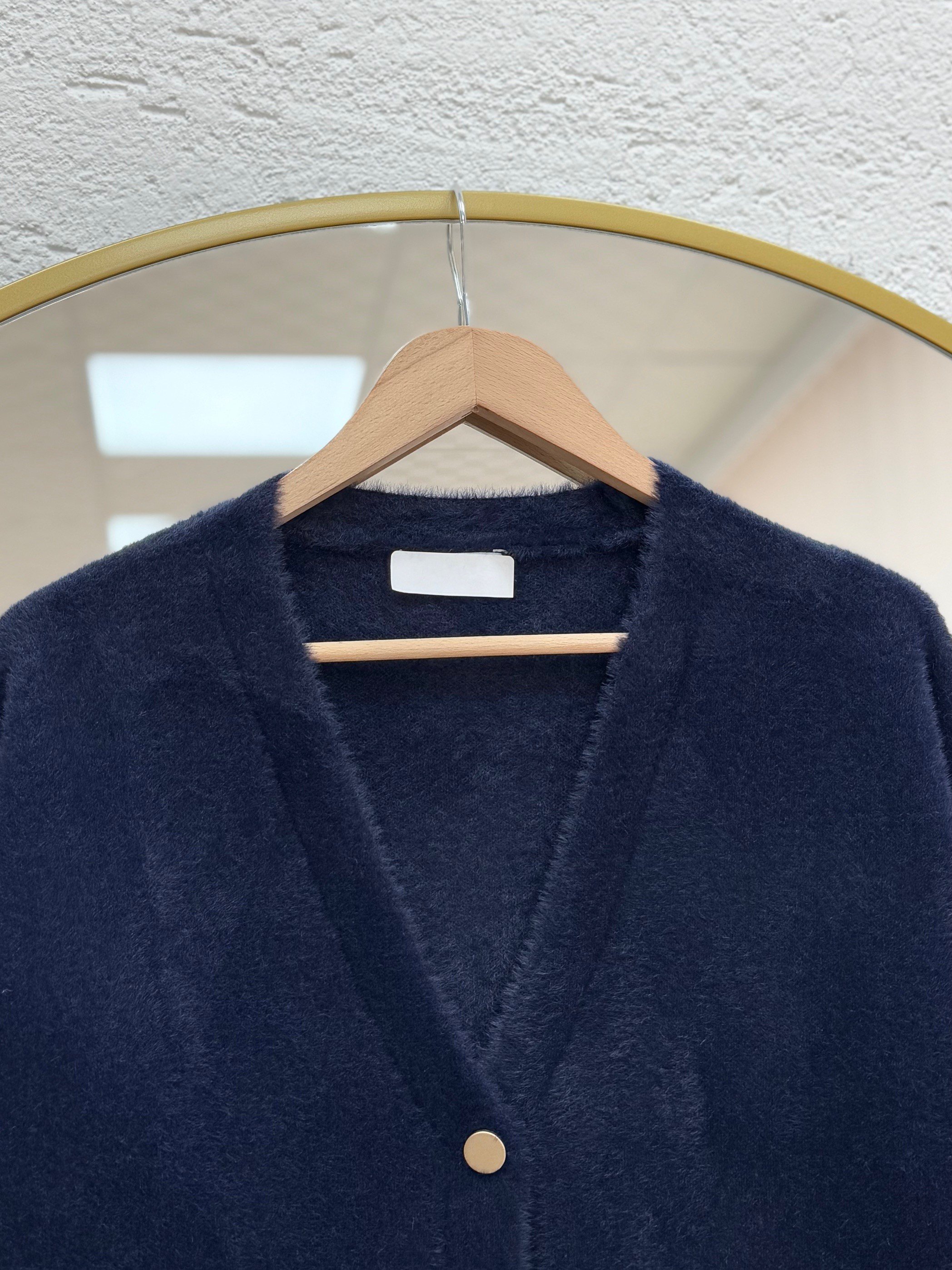 Alivia Metal Düğmeli Uzun Sakallı Hırka-KR5032 Lacivert